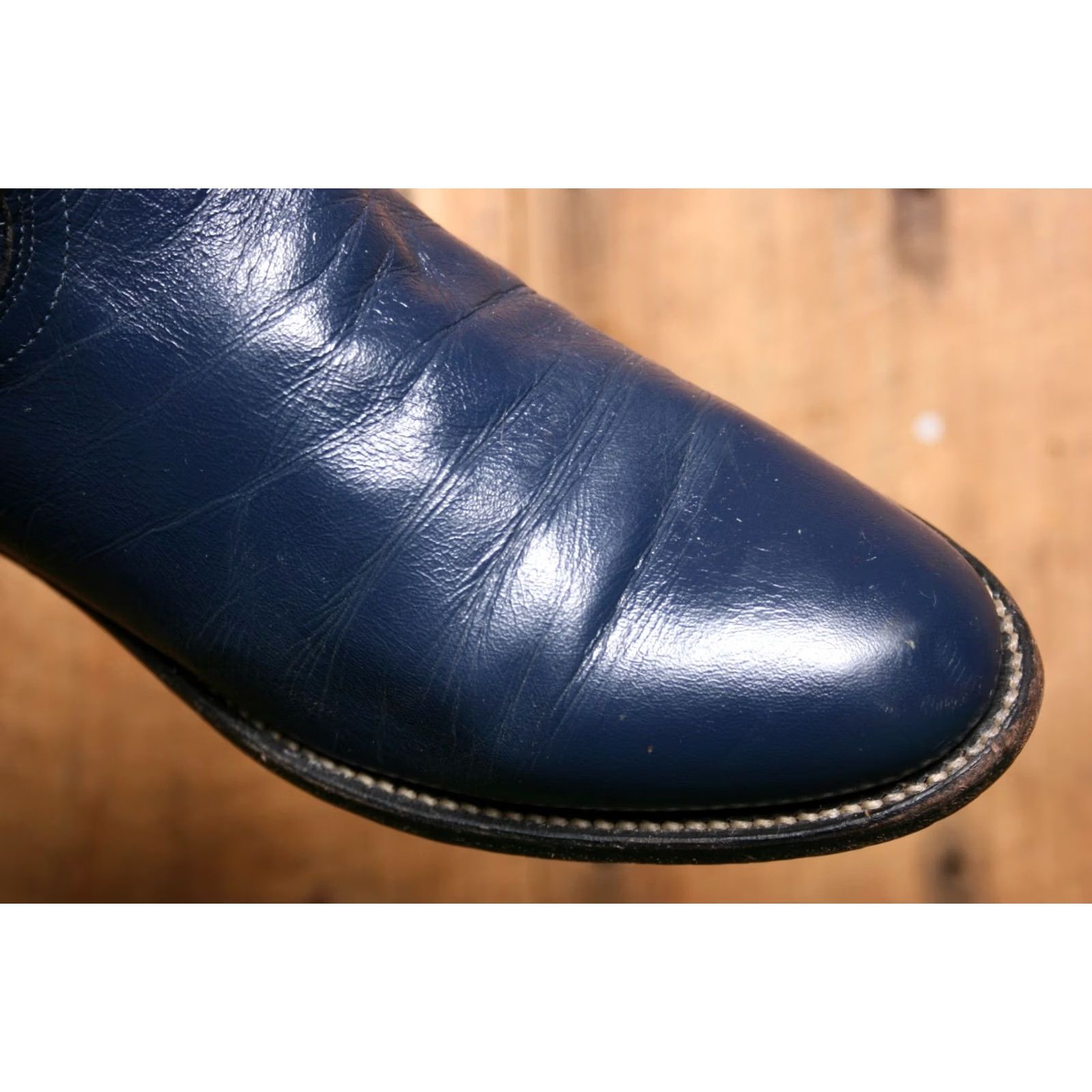 Justin Boots VINTAGE Justin Boots Western Boot Womens Size 6C Navy Blue Leather Pull On Mid-Calf Casual Cowboy Shoes Size US 6 / IT 36 - 6 Thumbnail