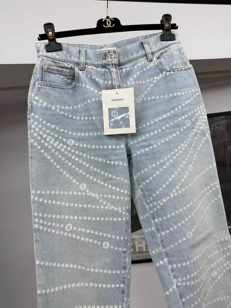 Chanel Chanel 25P light pearl chain jeans Size 25" / US 0 / IT 36 - 2 Thumbnail
