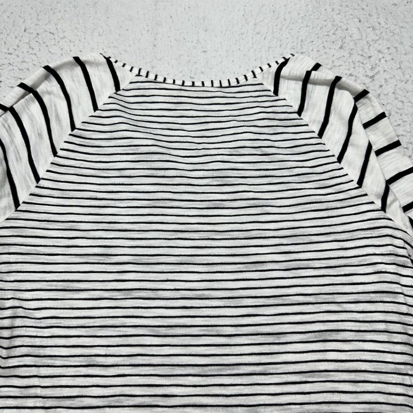 Chicos Chico's Medium Asymmetrical Hem Black White Striped Blouse Size M / US 6-8 / IT 42-44 - 10 Thumbnail