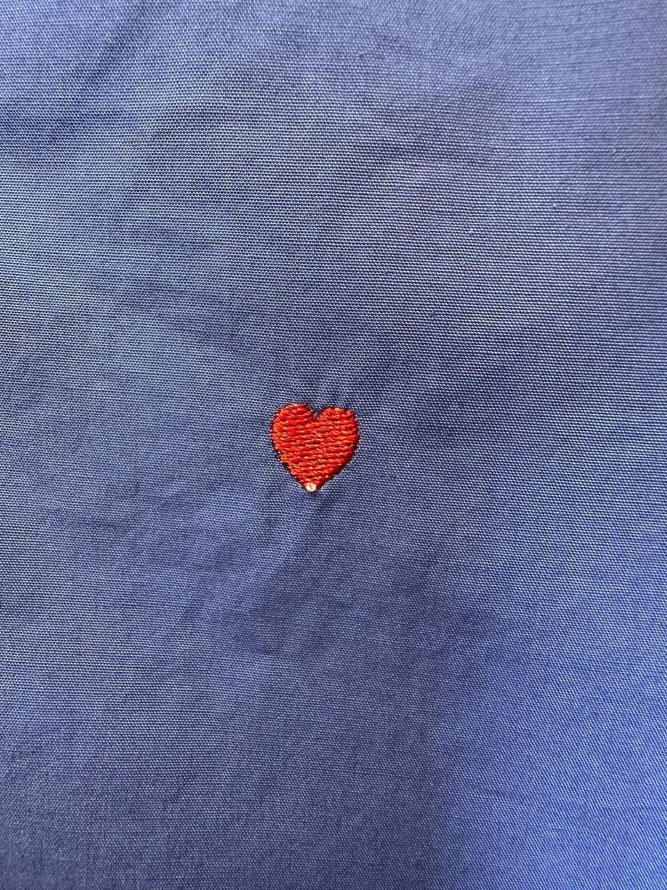 Moschino Moschino Blue Cotton Long-Sleeve Shirt Red Heart Embroidery Size US L / EU 52-54 / 3 - 11 Thumbnail
