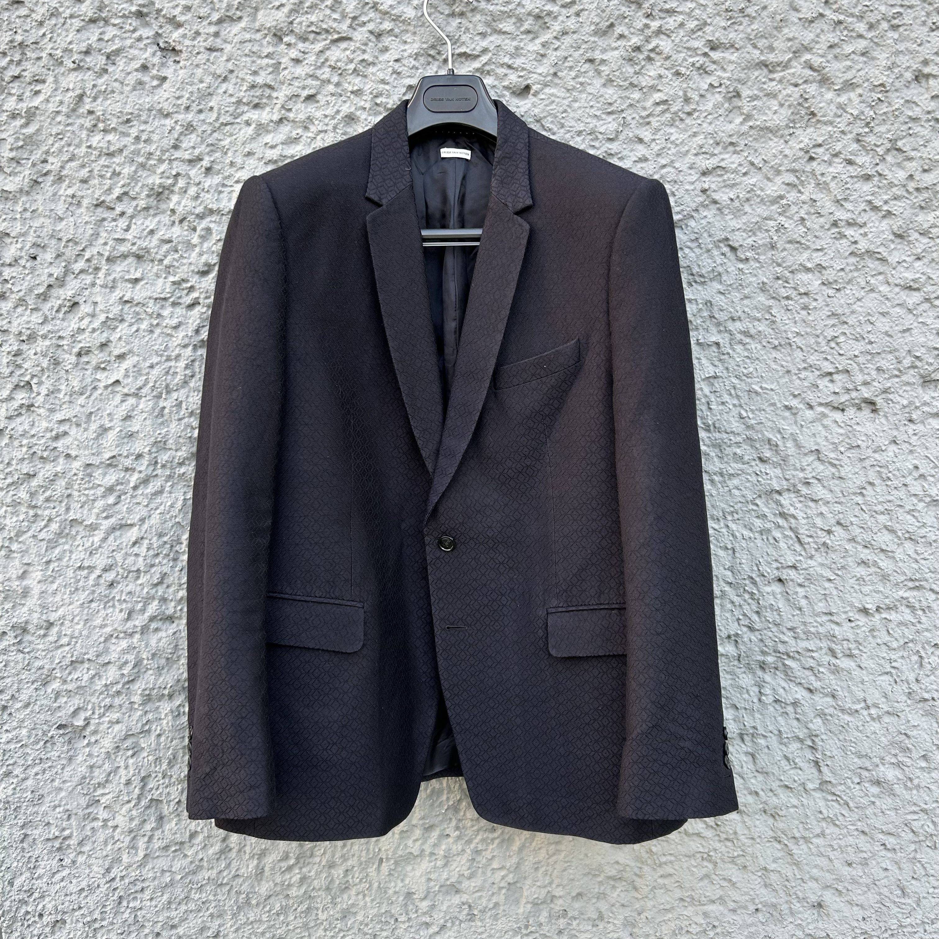 Dries Van Noten Dries van Noten Black Blazer with Subtle Pattern Jacket Size 52R - 1 Thumbnail