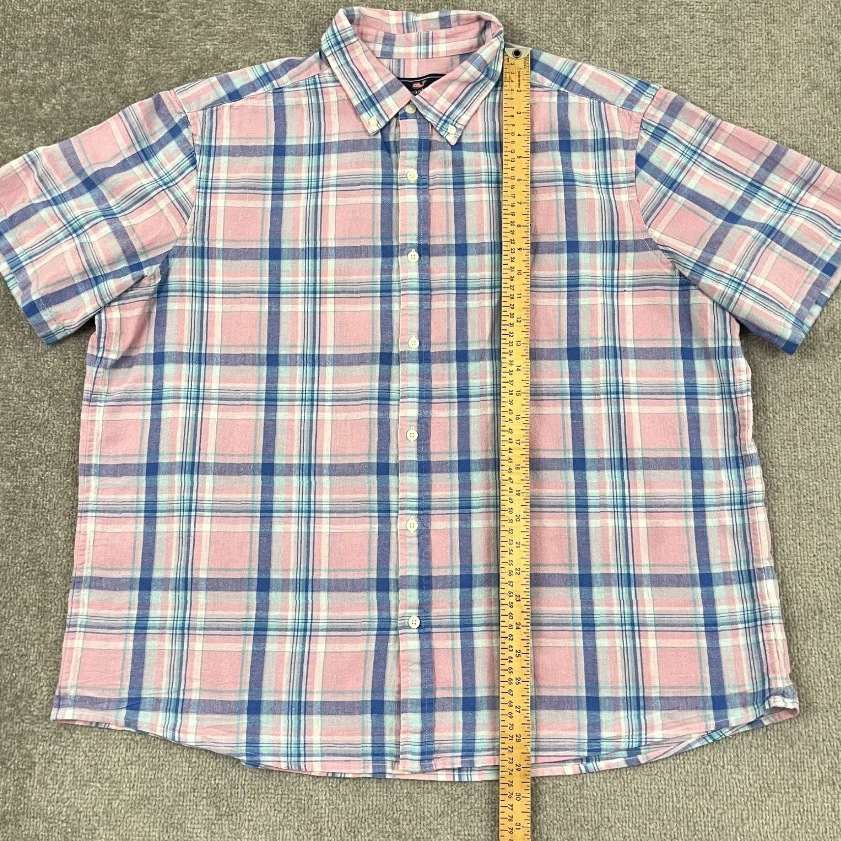 Vineyard Vines Vineyard Vines Whale Shirt Mens 2XL XXL Pink Blue Plaid Cotton Linen Button Down Size US XXL / EU 58 / 5 - 4 Thumbnail