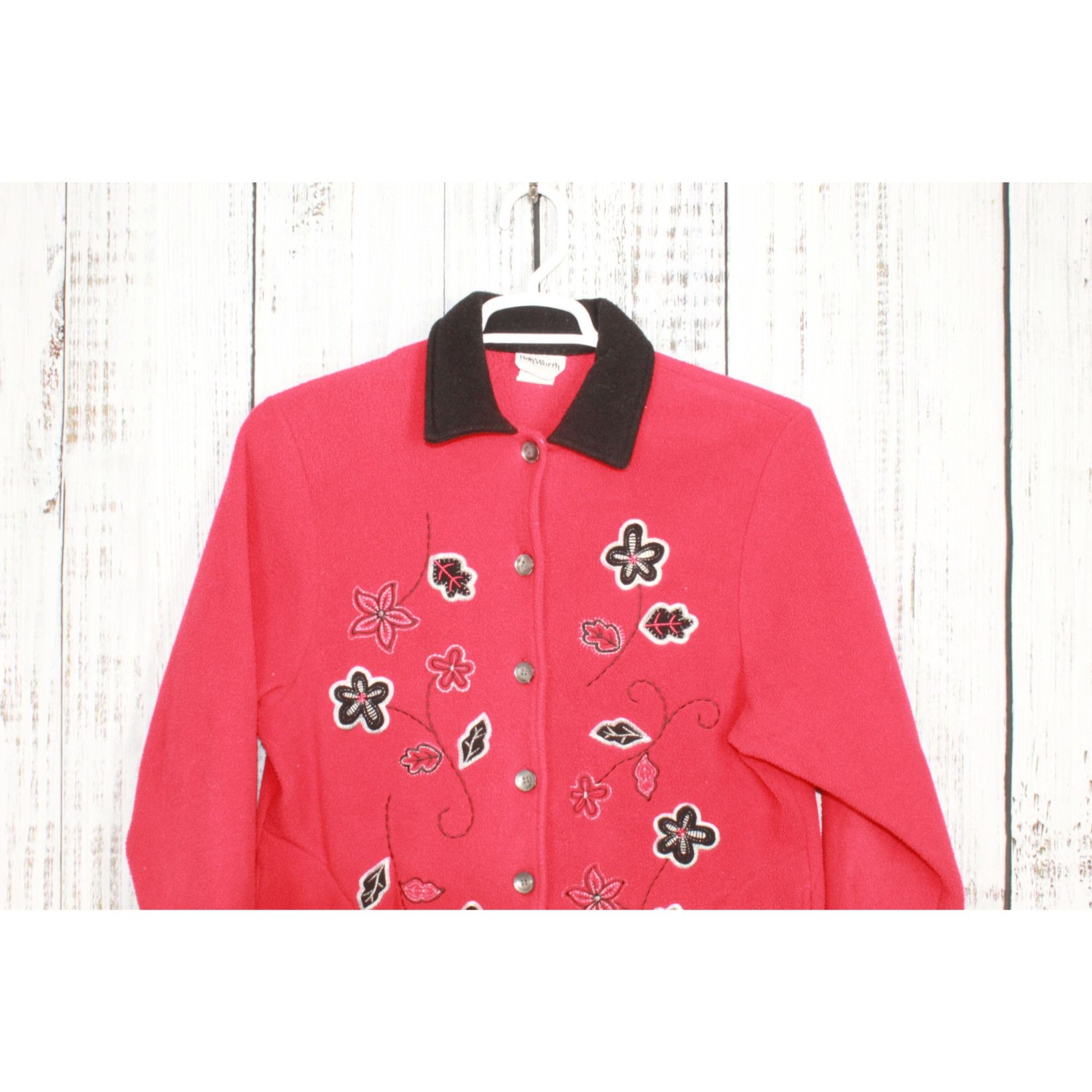 Other Bon Worth Floral Embroidered Fleece Sweater Women’s XSP Size XS / US 0-2 / IT 36-38 - 3 Thumbnail