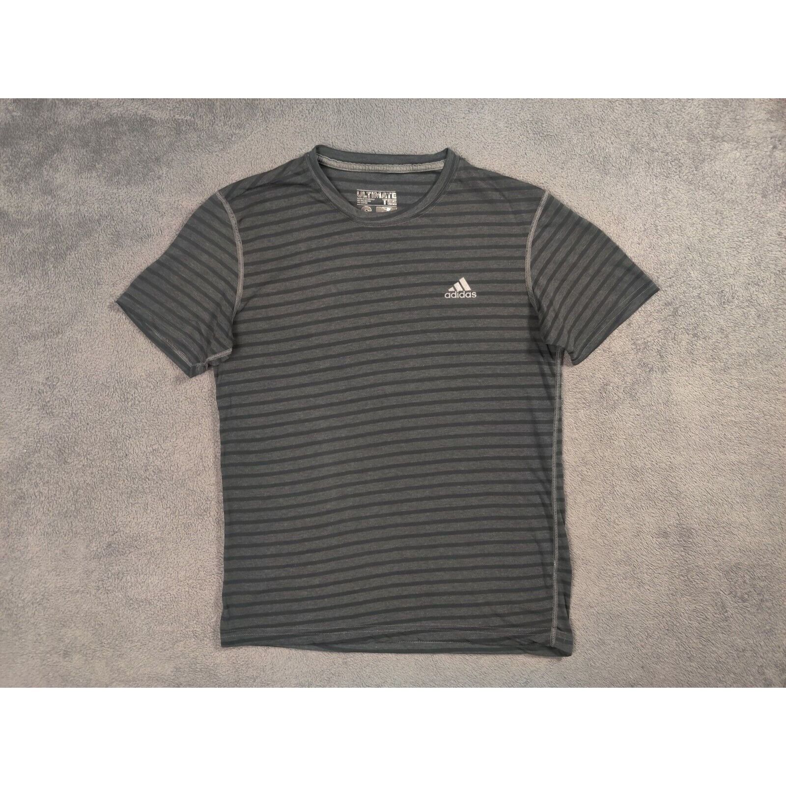 Adidas Adidas Shirt Adult Mens Small Gray Striped Spell Out Logo Size US S / EU 44-46 / 1 - 1 Thumbnail