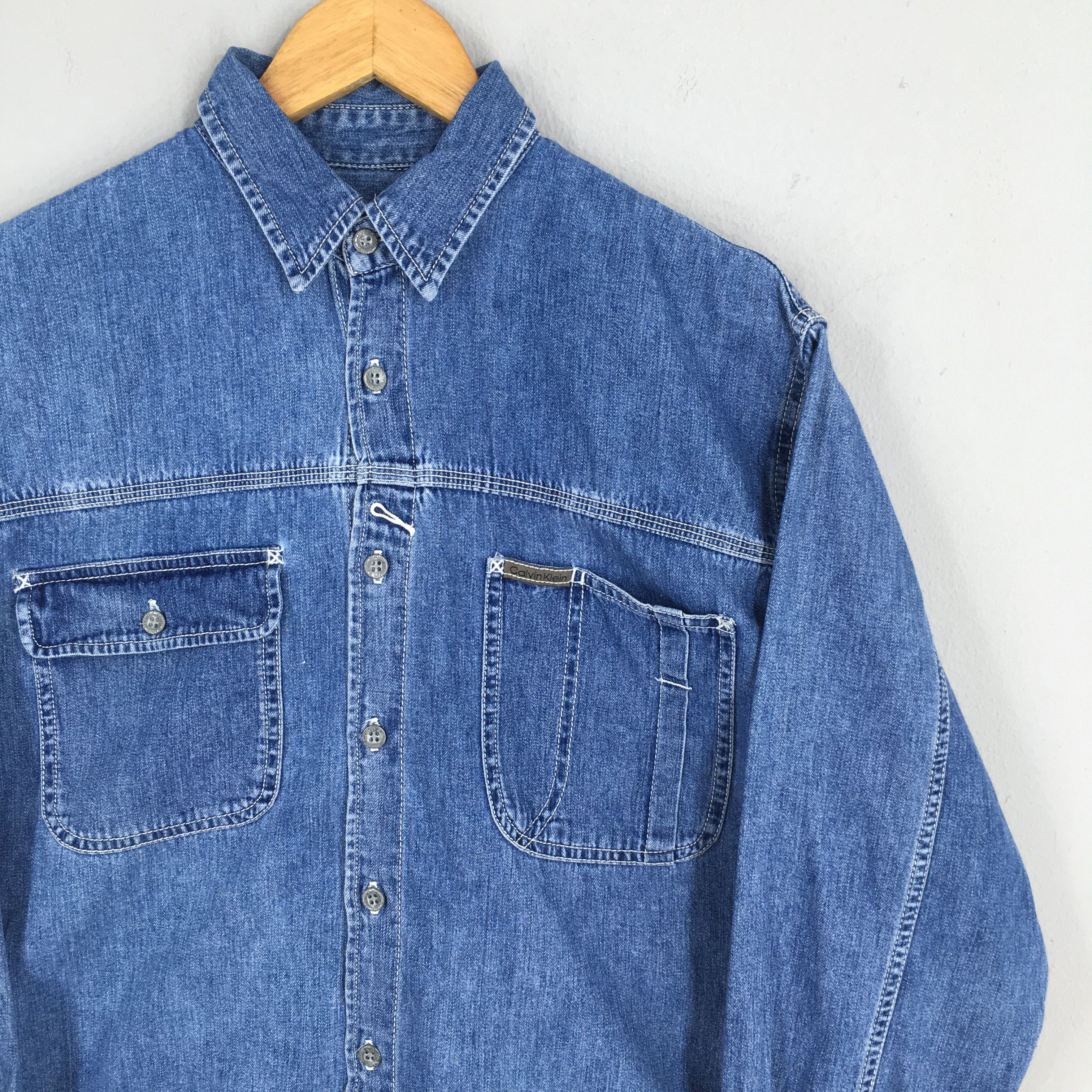 Calvin Klein × Vintage Vintage Calvin Klein Jeans Blue Denim Shirt Small Size US S / EU 44-46 / 1 - 2 Thumbnail