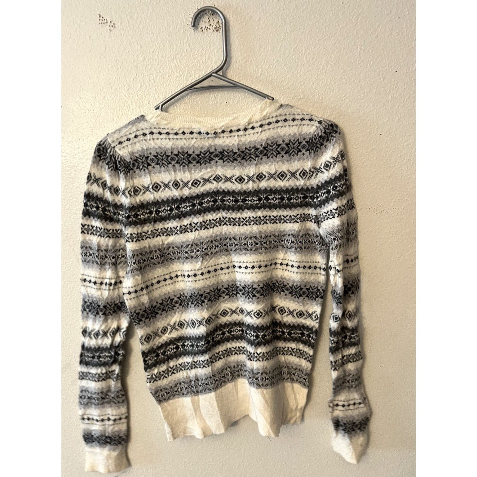 Talbots Talbots Sweater Womens XS Gray White Fair Isle Knit Pullover Long Sleeve Crew Neck Casual Vintage: No (adjust) Size XS / US 0-2 / IT 36-38 - 3 Thumbnail