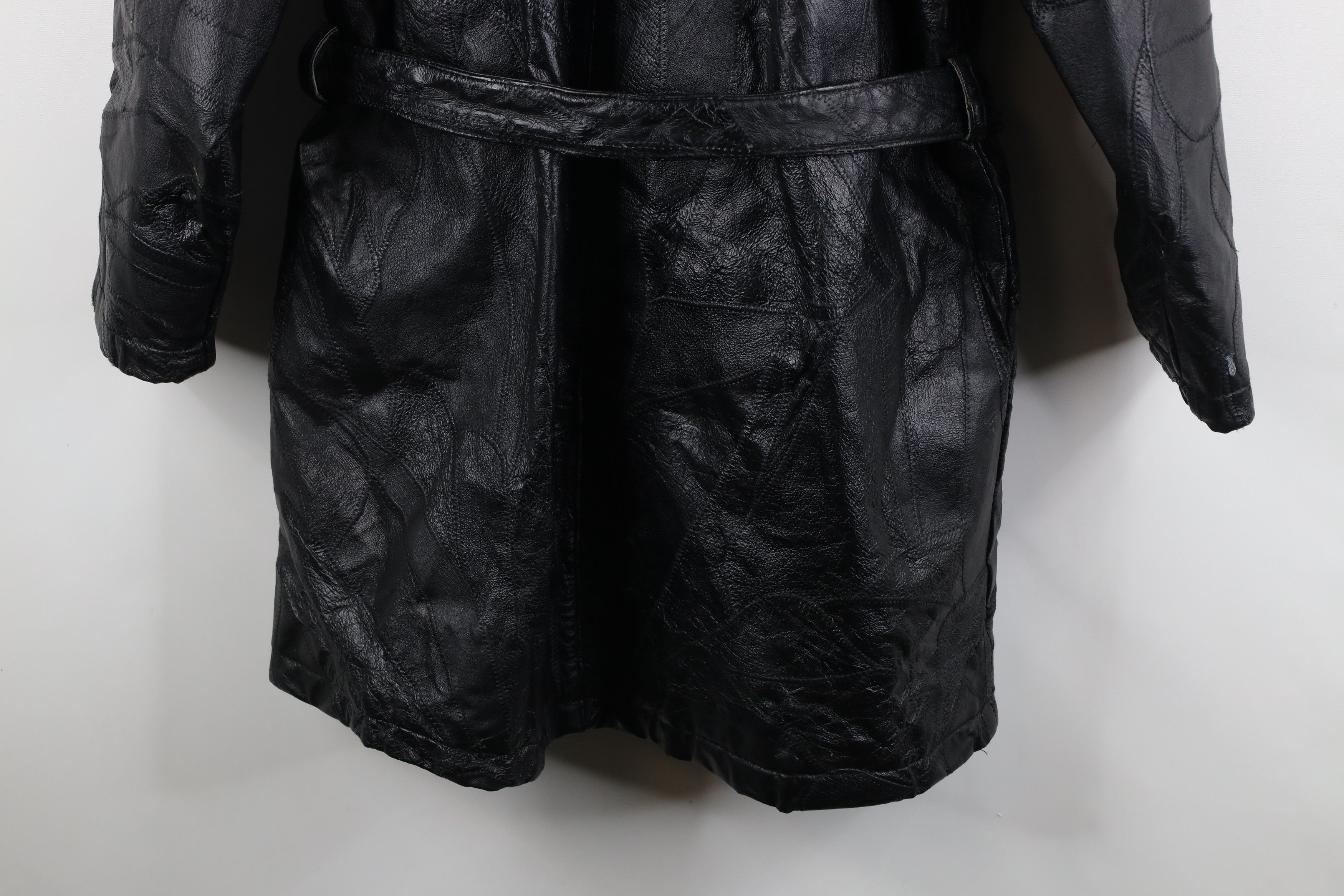 Vintage Vintage 90s Streetwear Belted Leather Trench Coat Jacket Size XL / US 12-14 / IT 48-50 - 17 Thumbnail