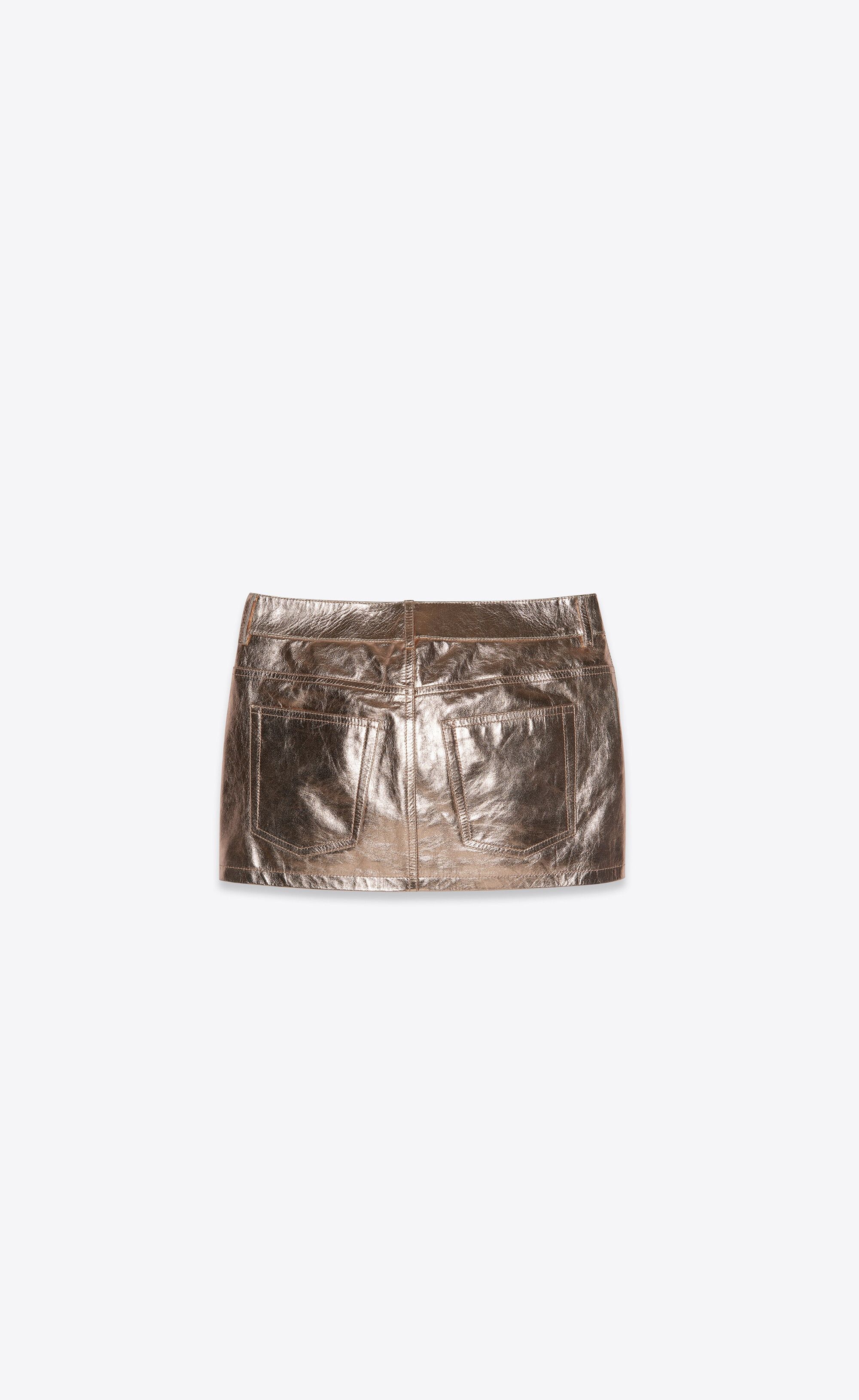 Saint Laurent Paris o1tp1o0125 Mini Skirt In Leme Calfskin in Light Pink Size 27" / US 4 / IT 40 - 2 Thumbnail