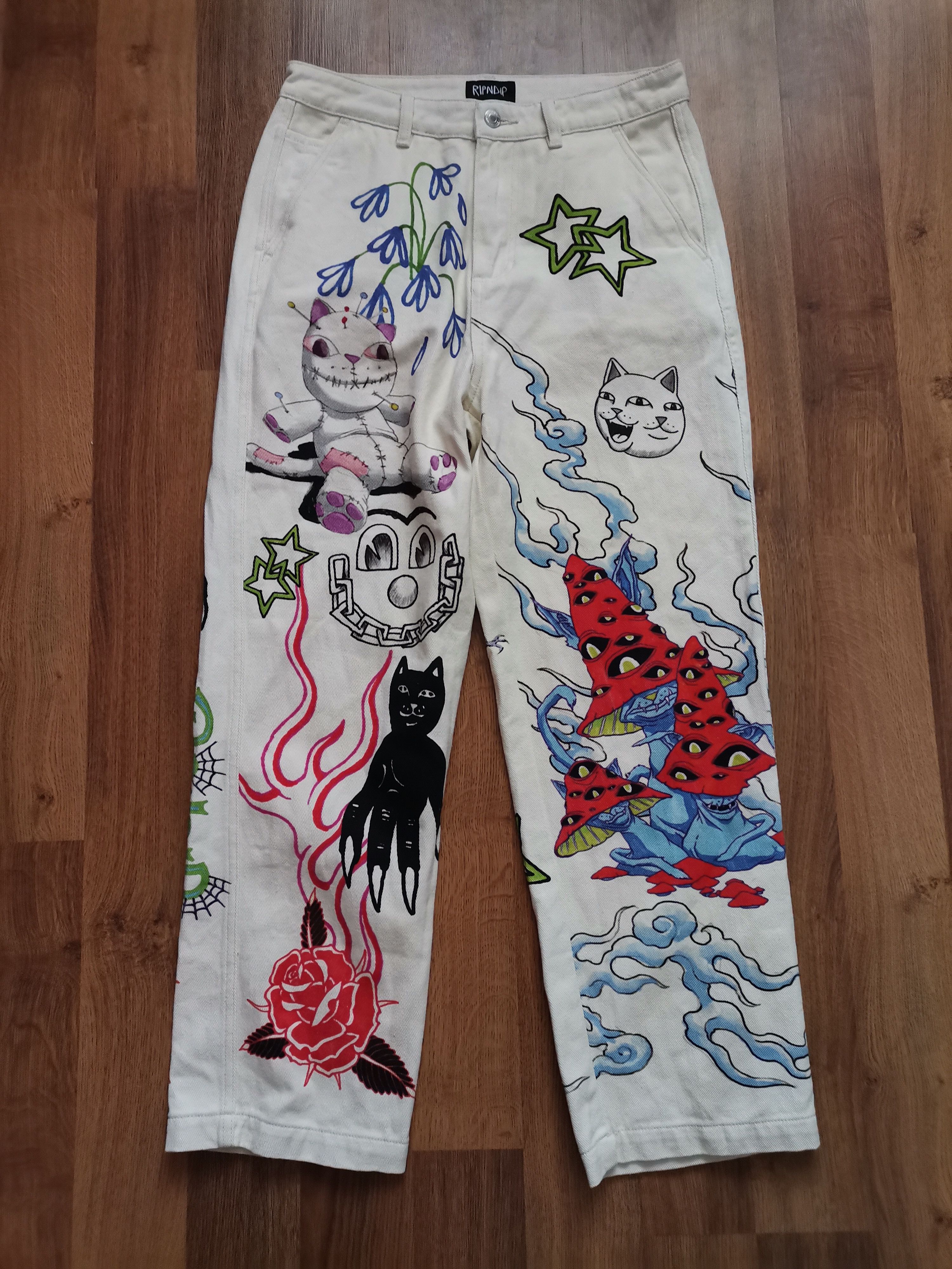 RIPNDIP Rip N Dip Painted Jeans Size US 31 - 1 Thumbnail