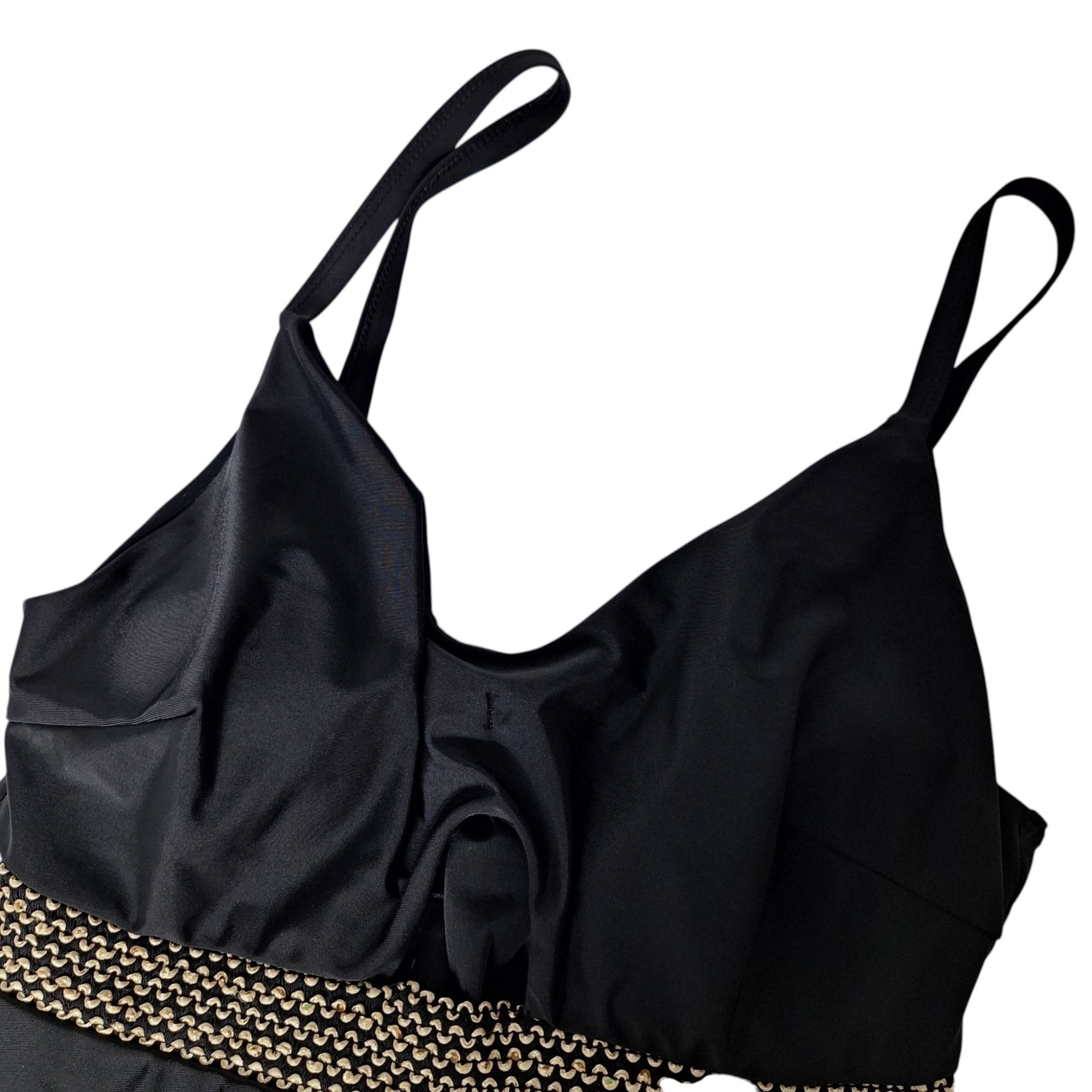 Other Chic Black One Piece Swim Dress Cut Out Gold Textured Waist Size 3XL / US 20-22 - 1 Thumbnail
