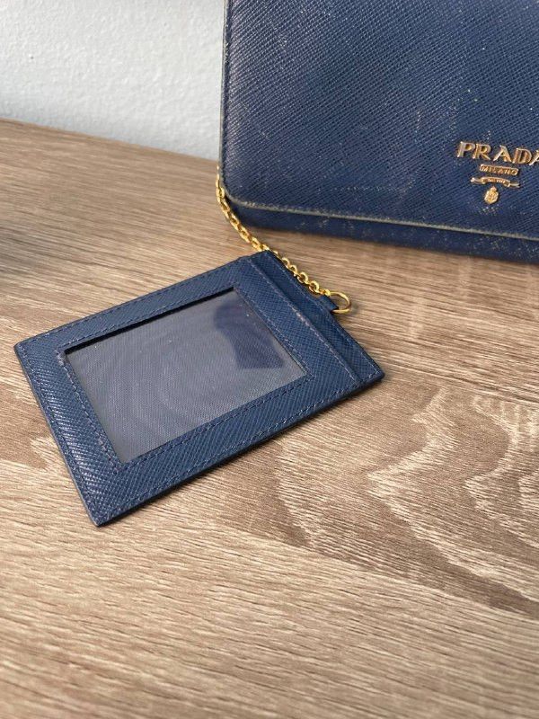 Prada PRADA Blue Saffiano Leather Continental Textured Long Wallet Size ONE SIZE - 4 Thumbnail