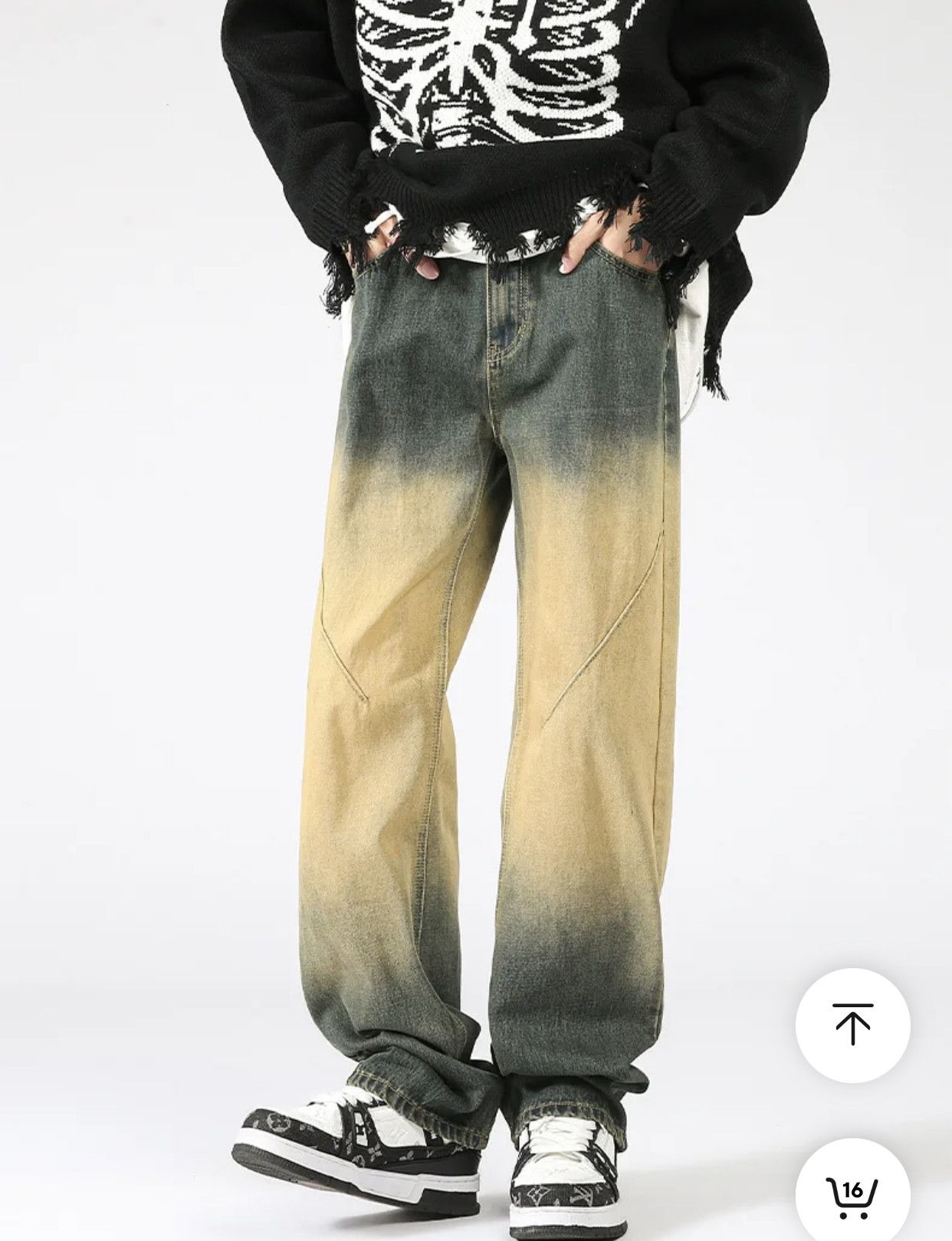 Denime × Japanese Brand Washed Old Jeans Men's Design Loose Tide Straight Pants Size US 31 - 1 Thumbnail