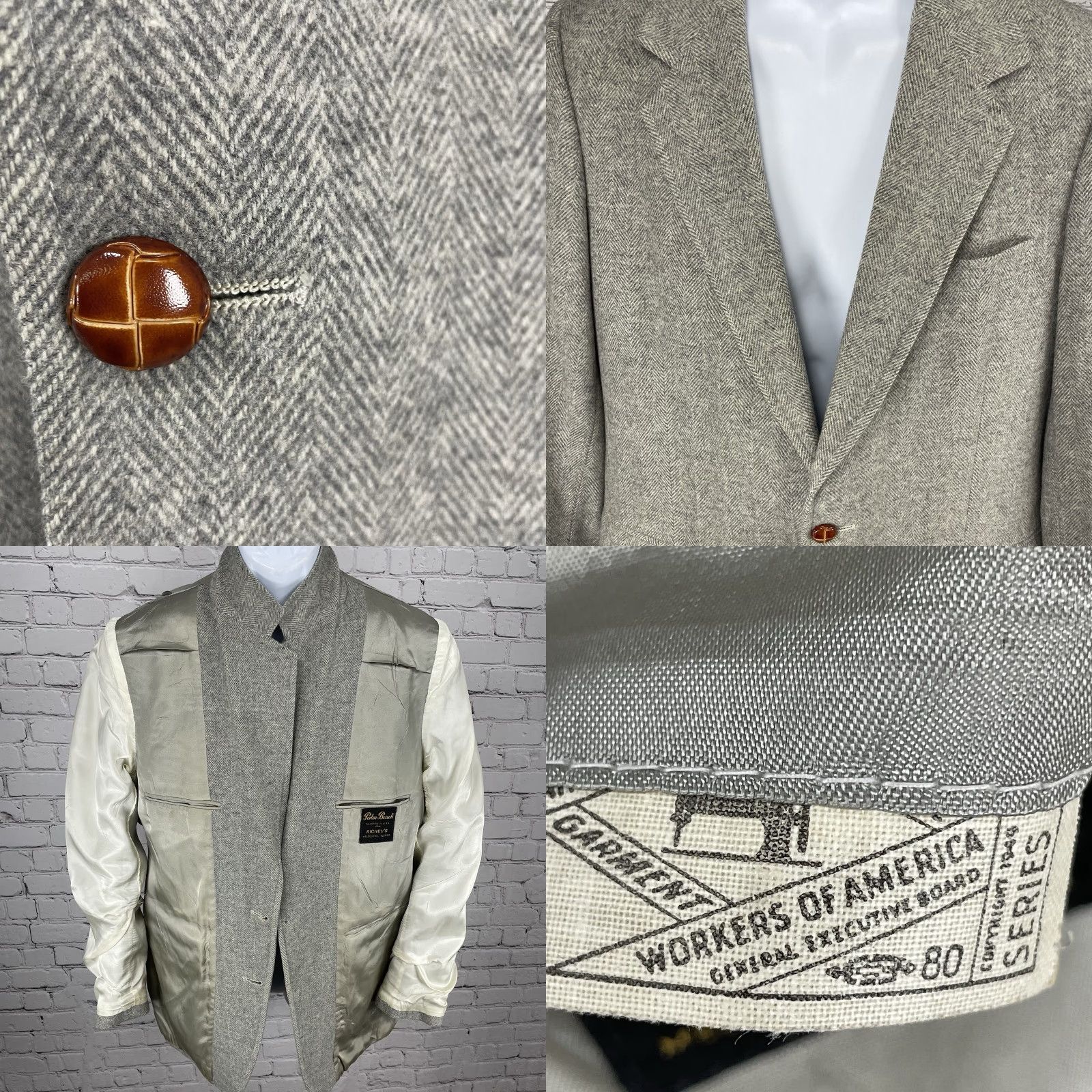 Vintage VINTAGE Palm Beach Blazer Herringbone 2 Button Vented USA Size 40 Size 40R - 8 Thumbnail