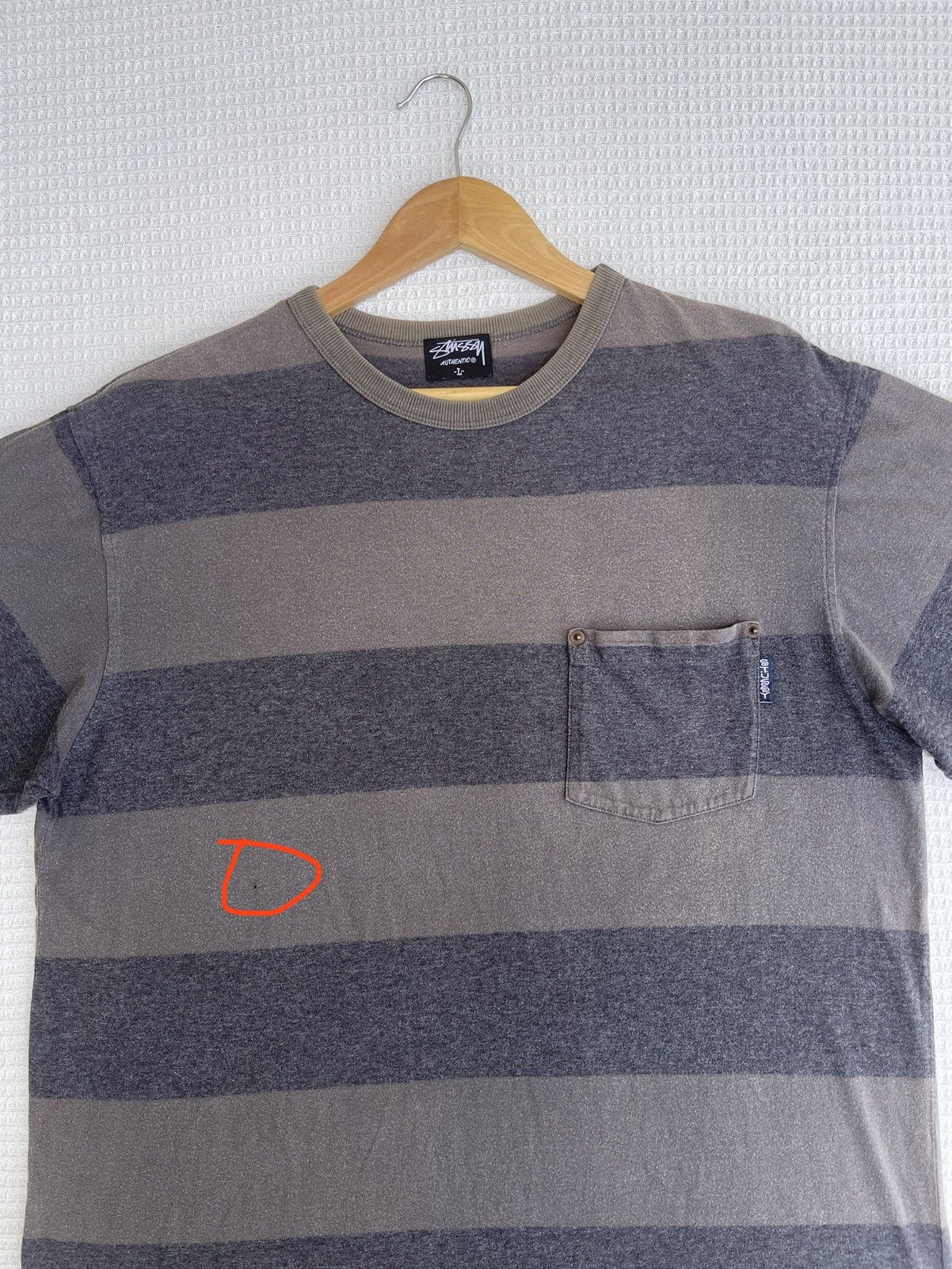 Stussy Rarest🔥Vtg90s STUSSY Striped Pocket Single Stitch Tee Size US L / EU 52-54 / 3 - 11 Thumbnail