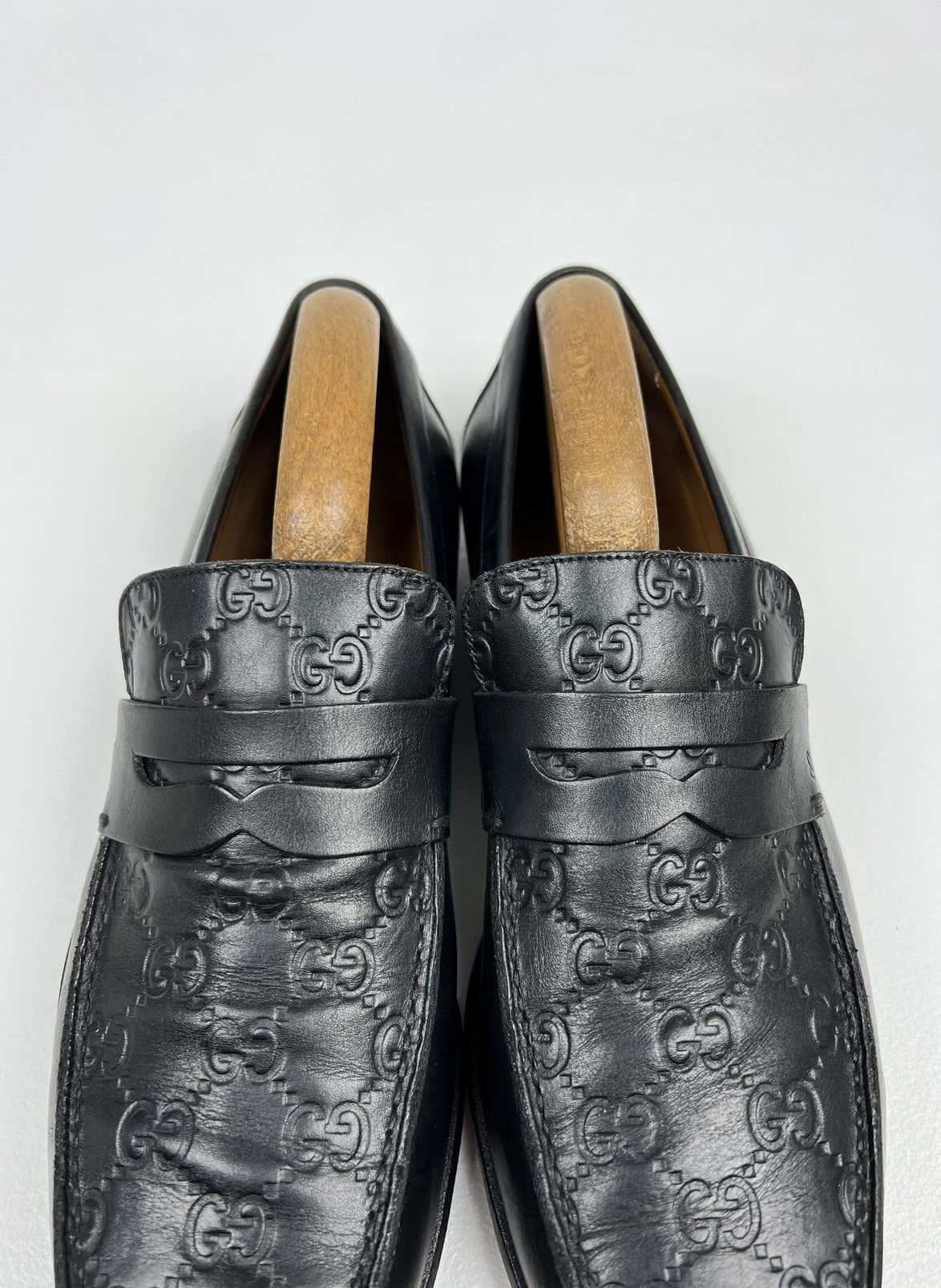 Gucci GUCCI Loafers Leather GG Monogram Canvas Embossed Logo Black Size US 7.5 / EU 40-41 - 4 Thumbnail