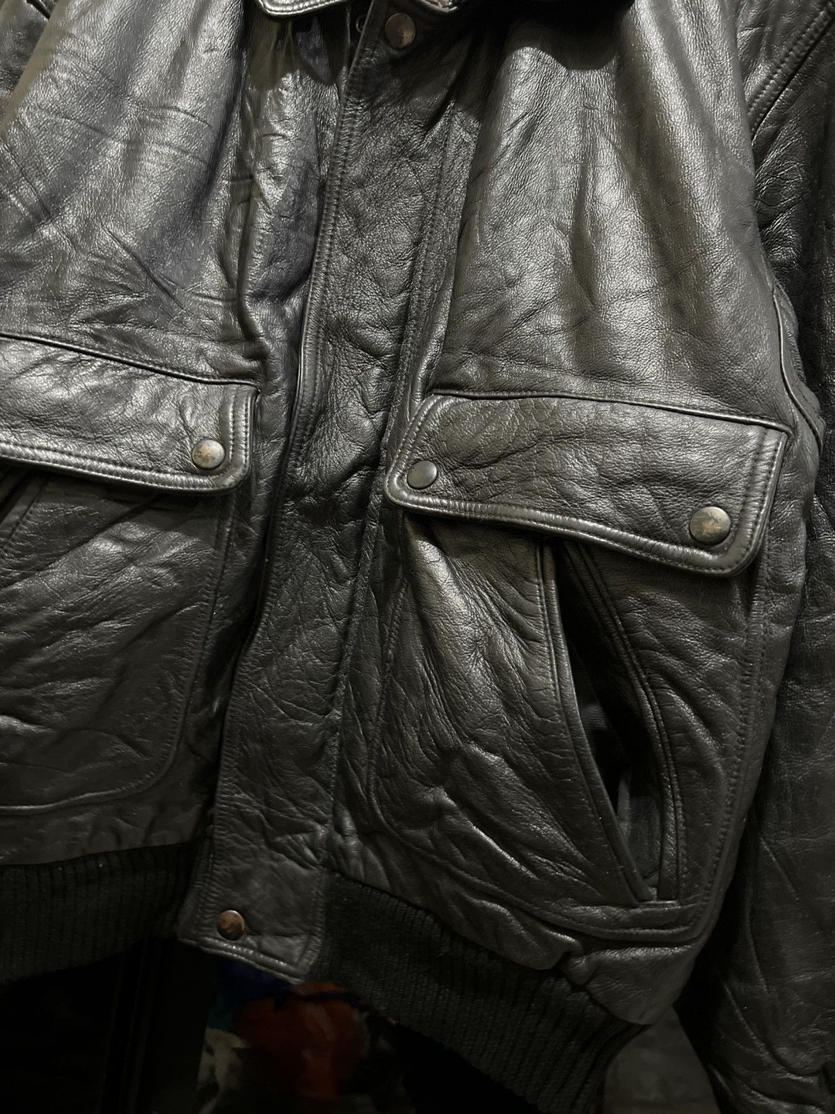 Genuine Leather 80s Vera Pelle & Fiochhi Italy Flight Leather Jacket Type A2 Size US XL / EU 56 / 4 - 2 Thumbnail