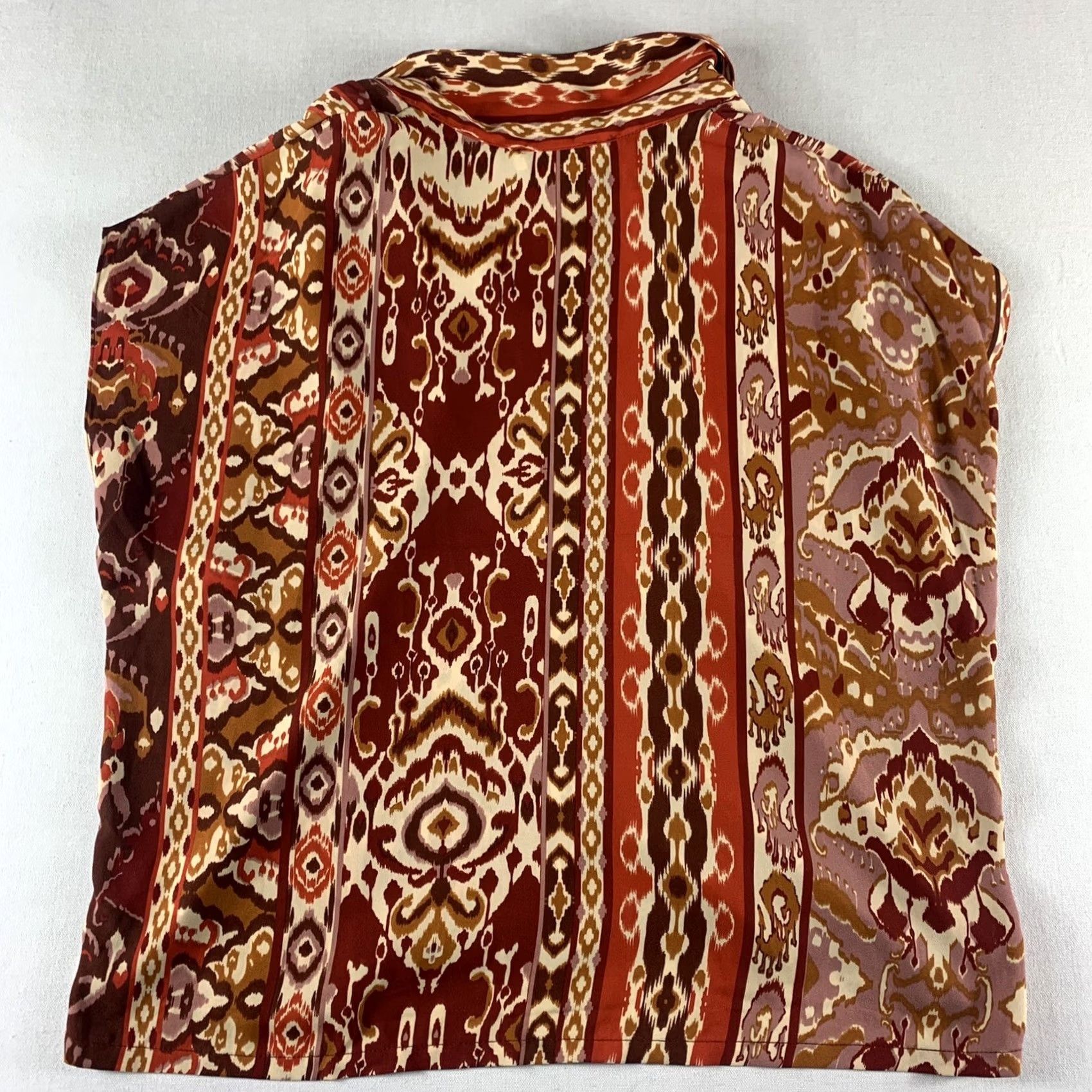 Vintage CUPCAKES AND CASHMERE Blouse Women Medium Button Up Brown Red Abstract Size M / US 6-8 / IT 42-44 - 2 Thumbnail