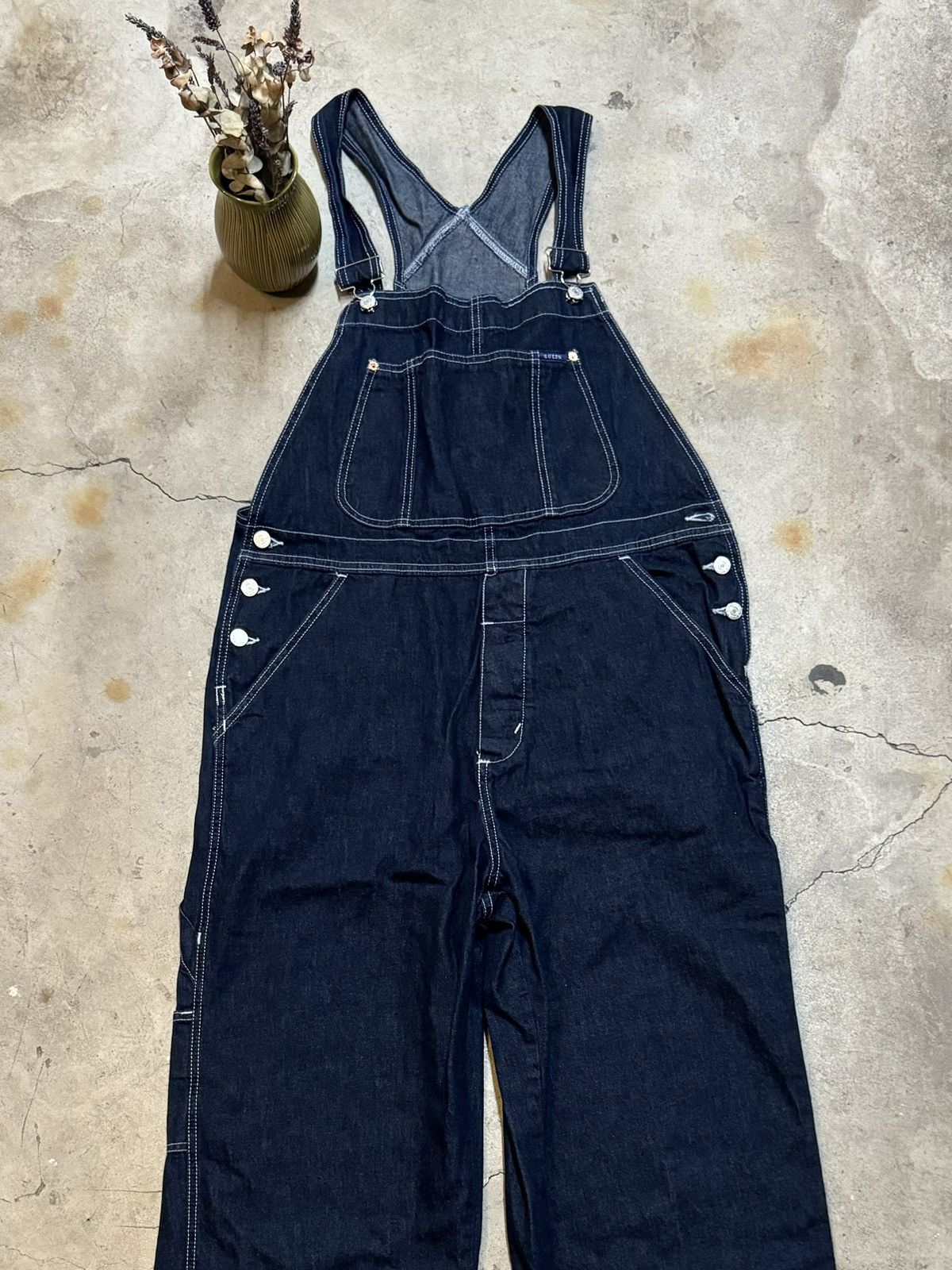 Guess × Vintage Vintage Guess Wide Leg Denim Overalls Size Large Dark Indigo Size US 36 / EU 52 - 3 Thumbnail