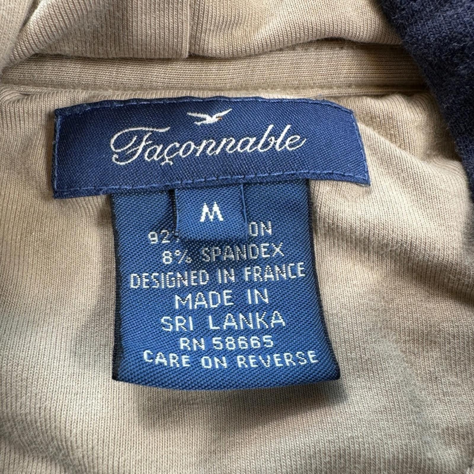 Faconnable Faconnable Mens Zip Up Hoodie Navy Blue w Tan Stripes Size M Size US M / EU 48-50 / 2 - 6 Thumbnail