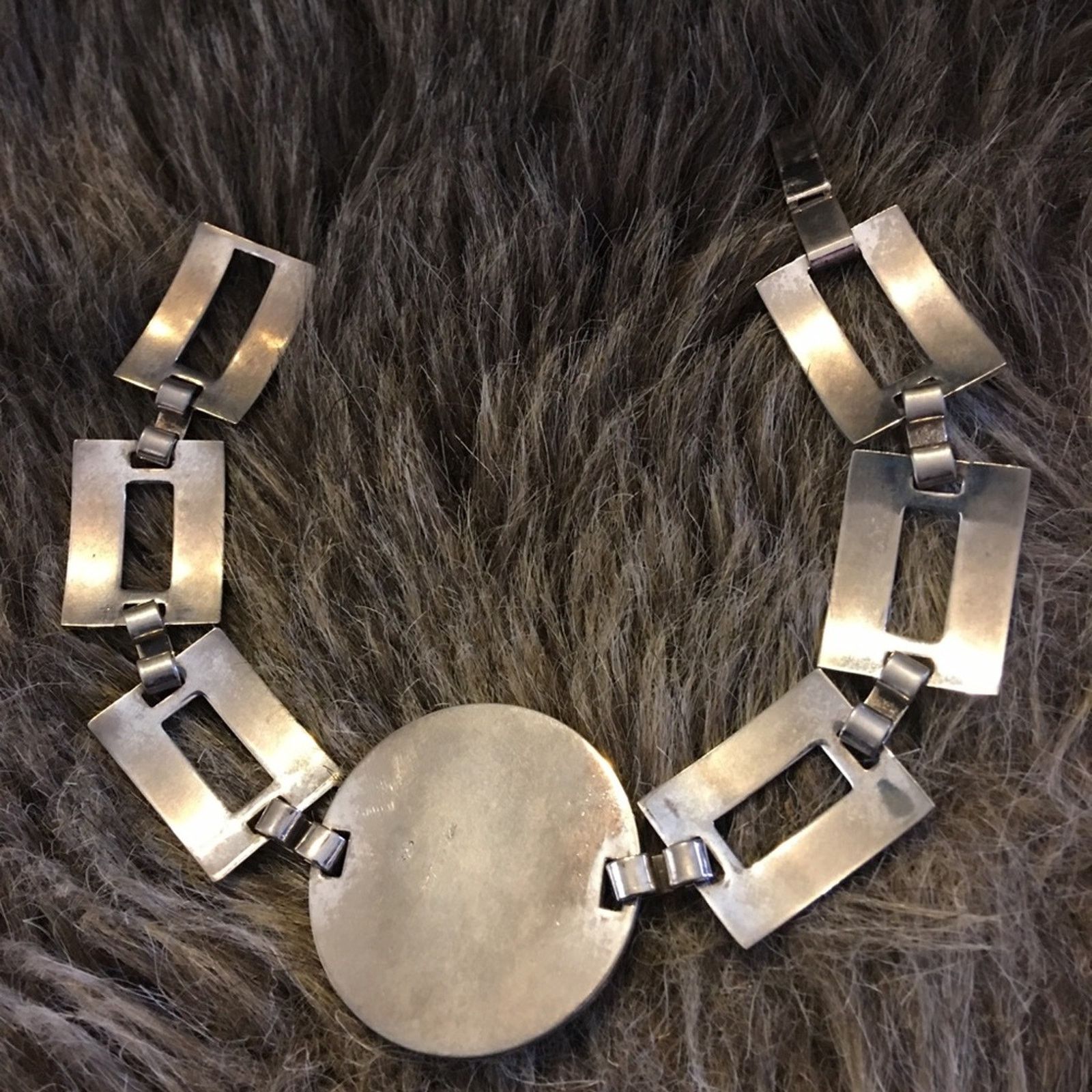 Vintage Vintage Mexican Silver Aztec chunky link bracelet Size ONE SIZE - 6 Thumbnail