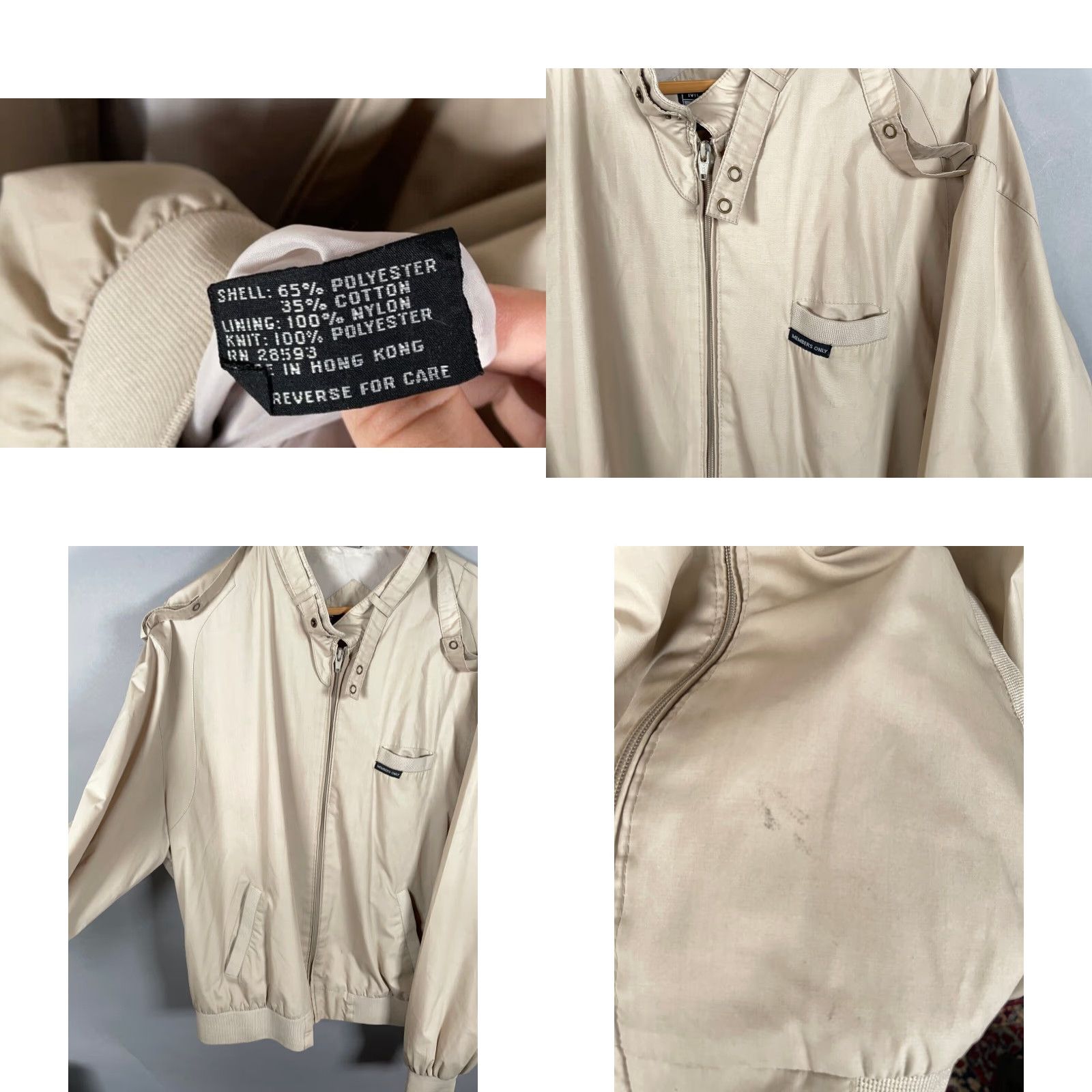 Members Only VTG Members Only Iconic Racer Jacket Adult XL Long Beige Lightweight Size US XL / EU 56 / 4 - 8 Thumbnail