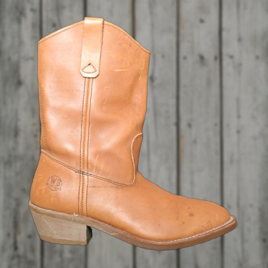 Vintage VINTAGE Work n' Sport Western Boot (Tan) 10" Leather EE Mens 8 Cap Heel; Pull On, US 8, Size 8, Vintage Yes Size US 8 / EU 41 - 1 Thumbnail