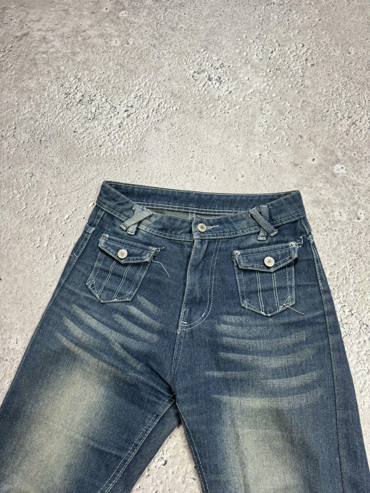 Other Vintage Flared Bootcut Jeans Wide Leg Distressed Mid Rise Size 26" / US 2 / IT 38 - 7 Thumbnail