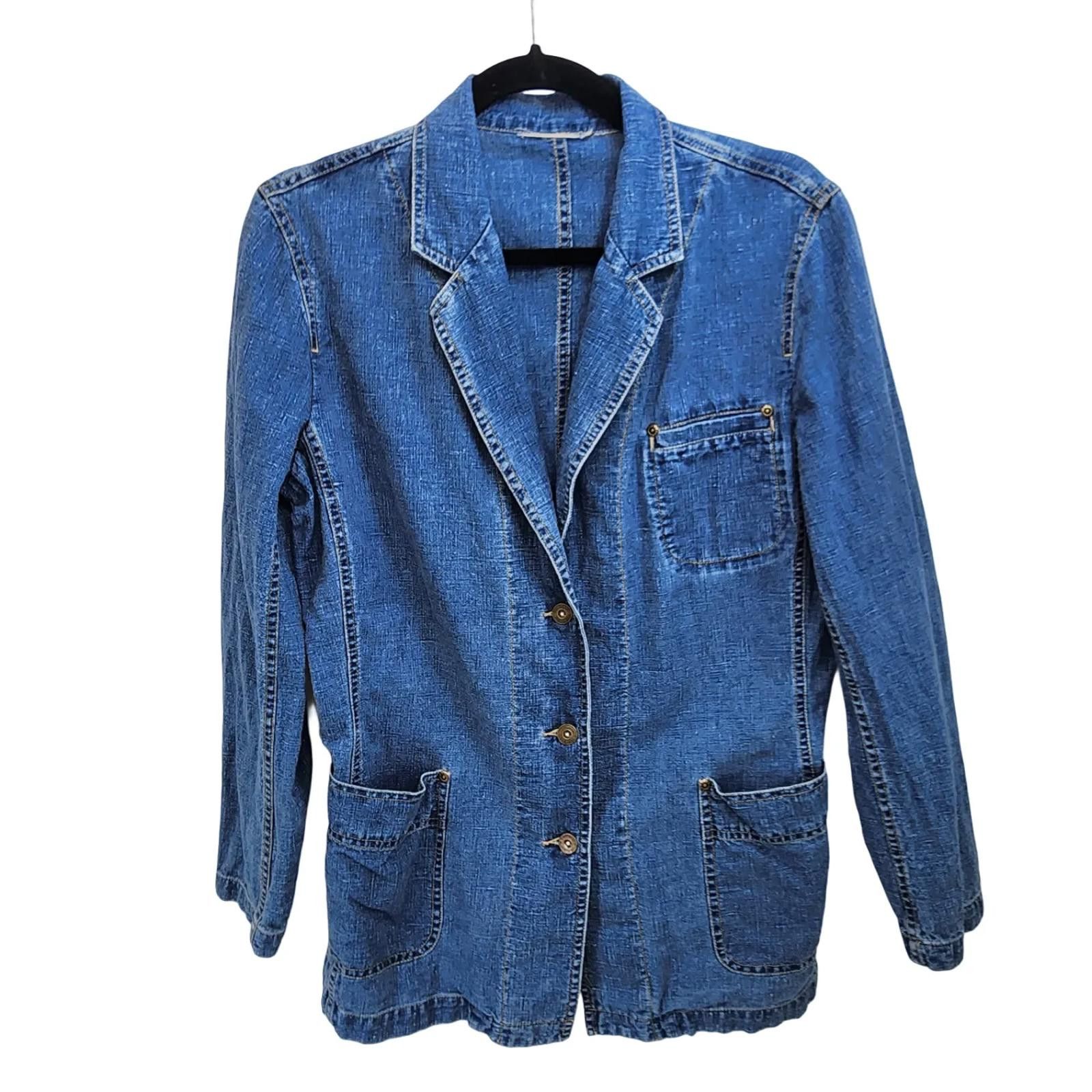 Designer Liz Claiborne. Vintage Tailored Denim Blazer. Size: Medium Size M / US 6-8 / IT 42-44 - 6 Thumbnail
