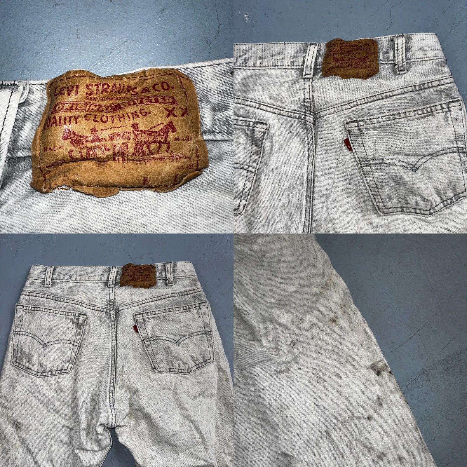 Levi's VINTAGE Levi's 501 Jeans Gray Acid Wash 29x36 501 Straight Leg Mens 90s Denim Cotton Blue/Gray Size US 29 - 10 Thumbnail