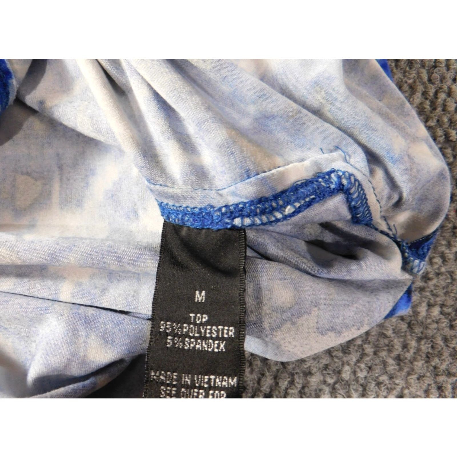 Vintage AB Studio Blouse Womens Medium blue floral stretch pullover top Size M / US 6-8 / IT 42-44 - 6 Thumbnail