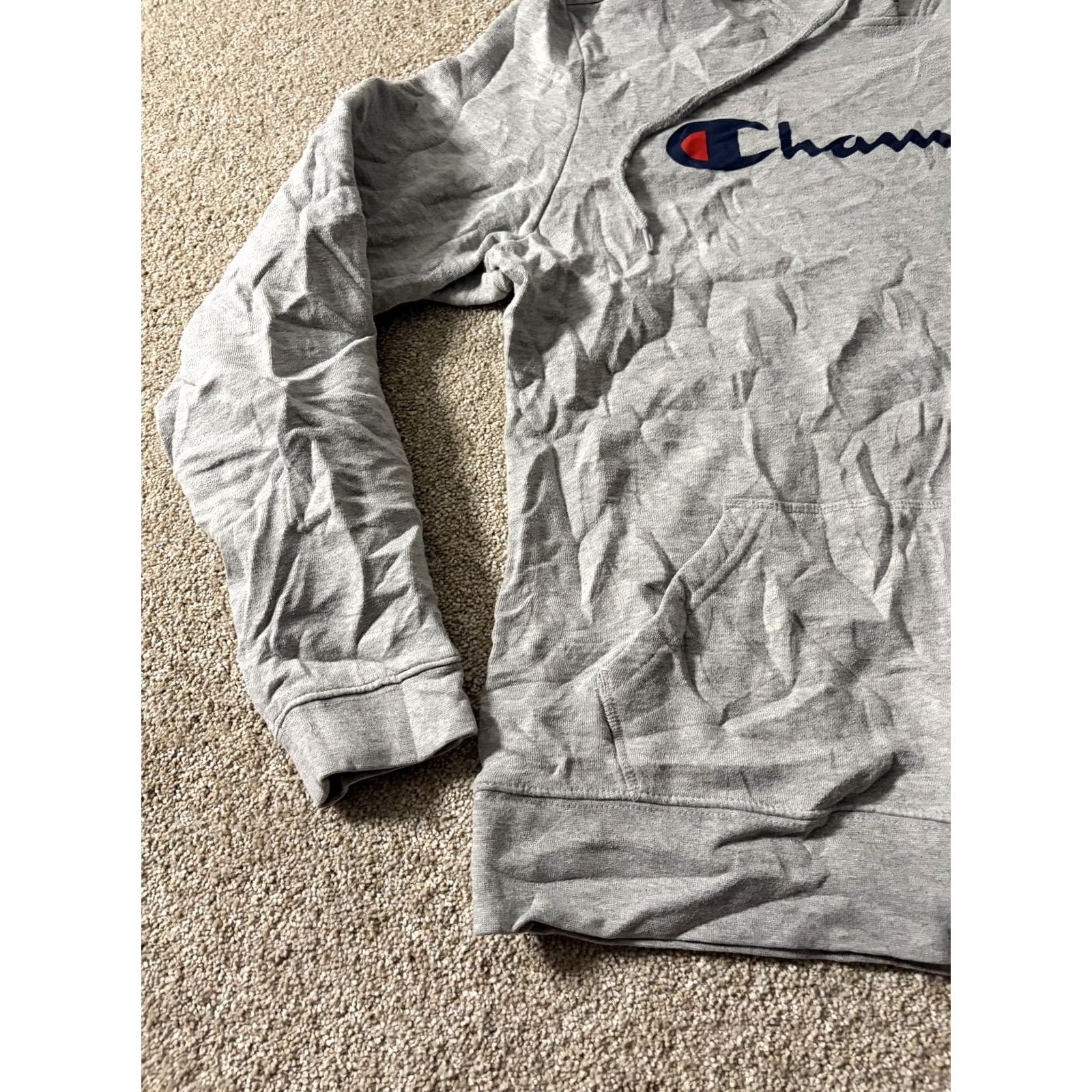 Champion Champion Hoodie Mens Medium Gray Fleece Pullover Script Logo Sweatshirt Size US M / EU 48-50 / 2 - 2 Thumbnail