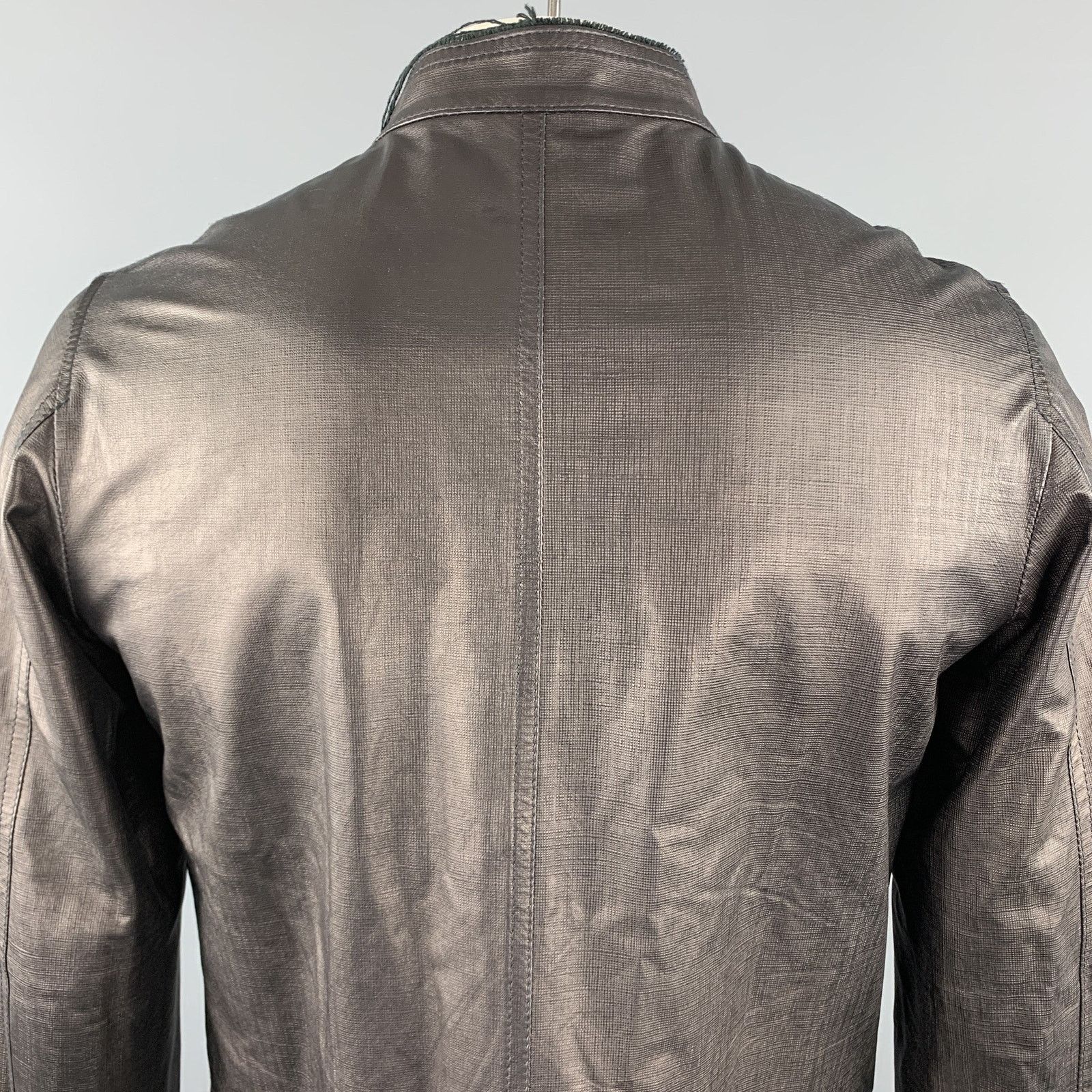 Other Black Leather Full Zip High Collar Zip Pockets Raw Hem Size US L / EU 52-54 / 3 - 6 Thumbnail