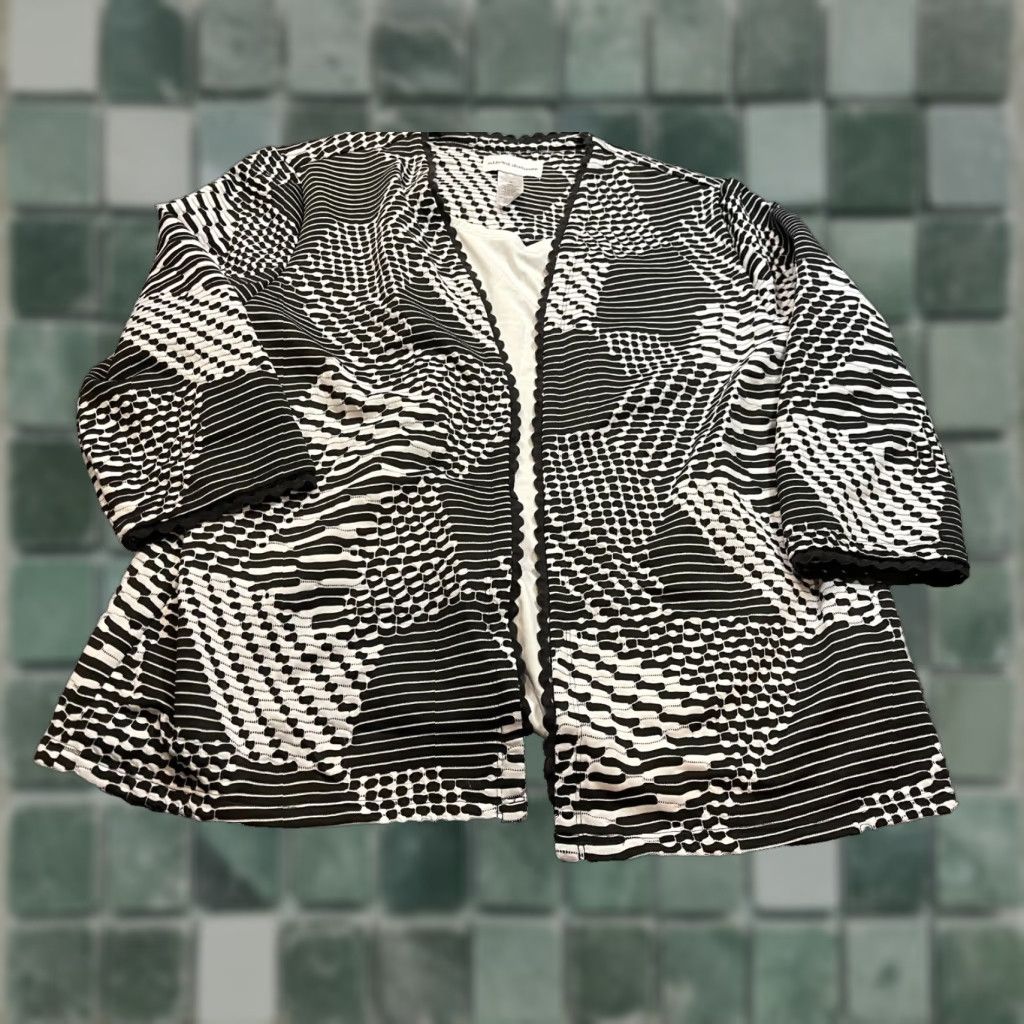 Vintage ALFRED DUNNER Blouse Womens M Open Front Black & White Shirt Woman Medium Black & White Size M / US 6-8 / IT 42-44 - 1 Thumbnail