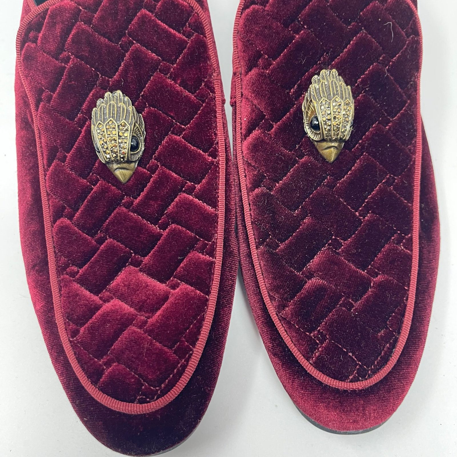 Kurt Geiger Kurt Geiger London Red Burgundy Velvet Hugh Venetian Loafer Size US 10.5 / EU 43-44 - 3 Thumbnail