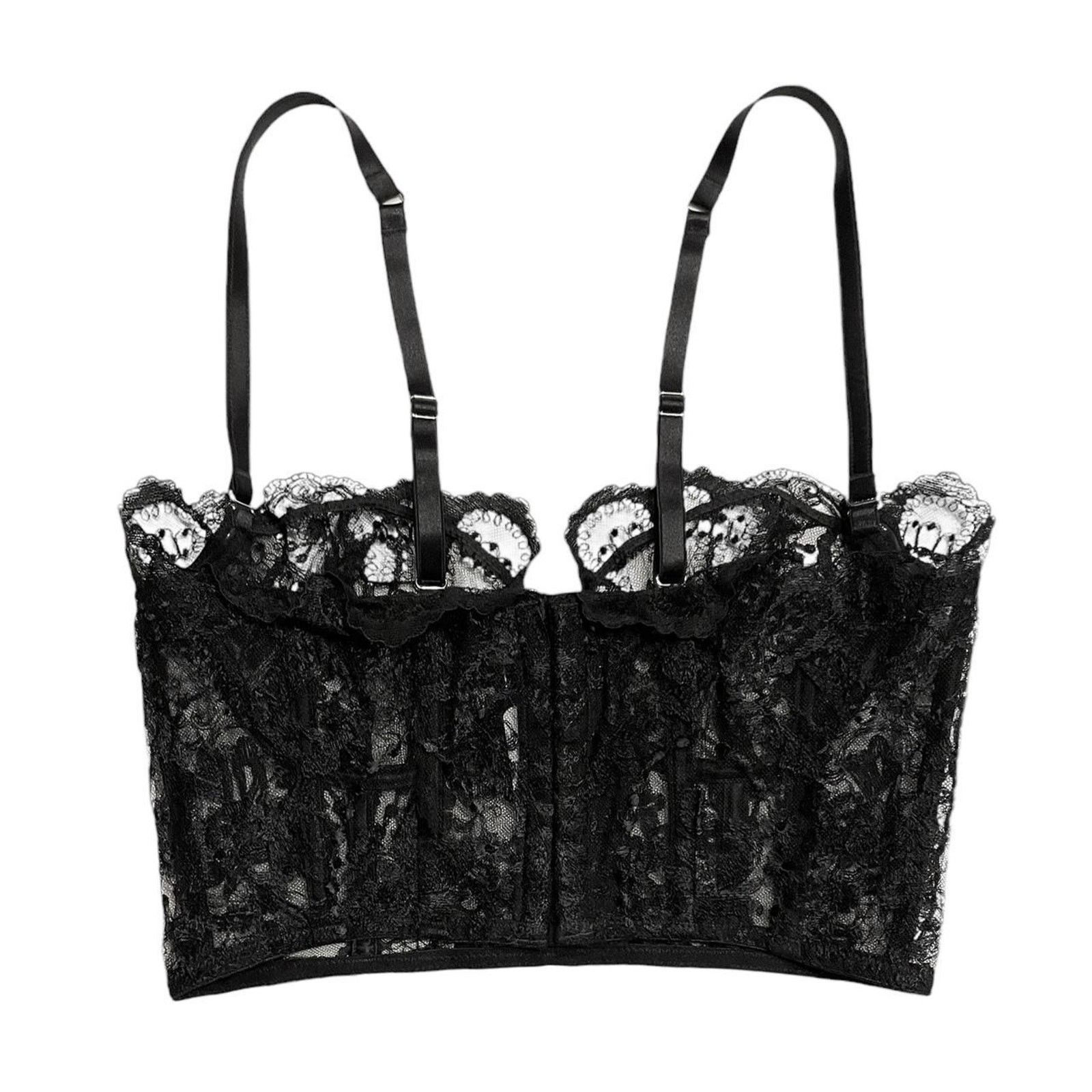 Other NWT I.D. SARRIERI luxury sheer black lace bustier Size 34B Size ONE SIZE - 2 Thumbnail