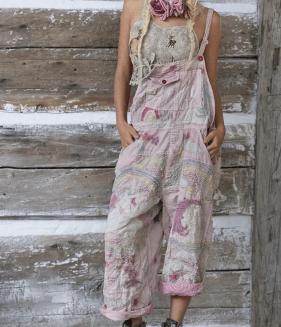 Magnolia Pearl Magnolia Pearl Appliqué Unicorn Overalls 037 Fairy OS Size 34" / US 12 / IT 48 - 2 Thumbnail