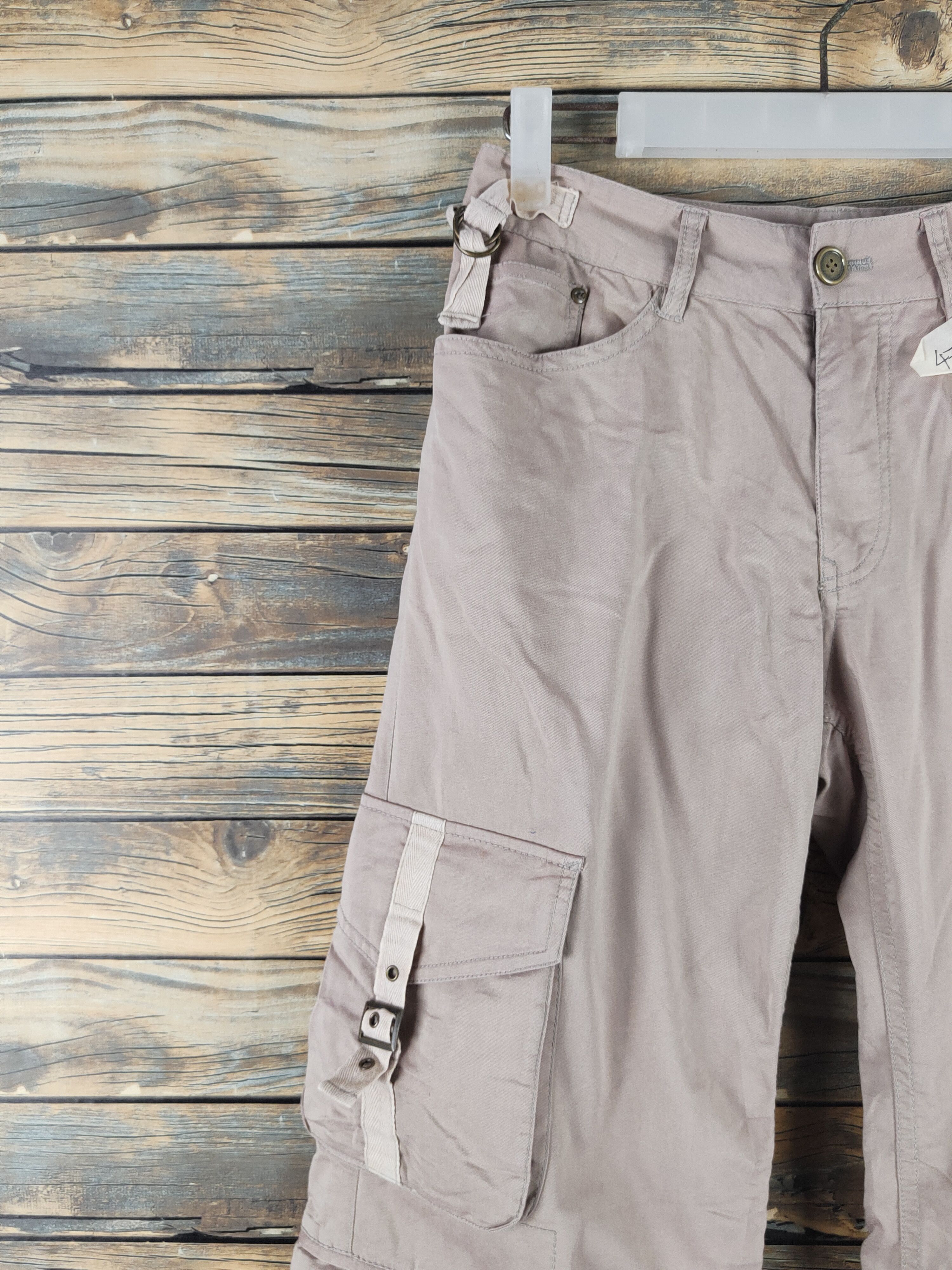 Japanese Brand DL Miss Alice Beige Multipocket Tactical Cargo Pants #478 Size 27" / US 4 / IT 40 - 3 Thumbnail