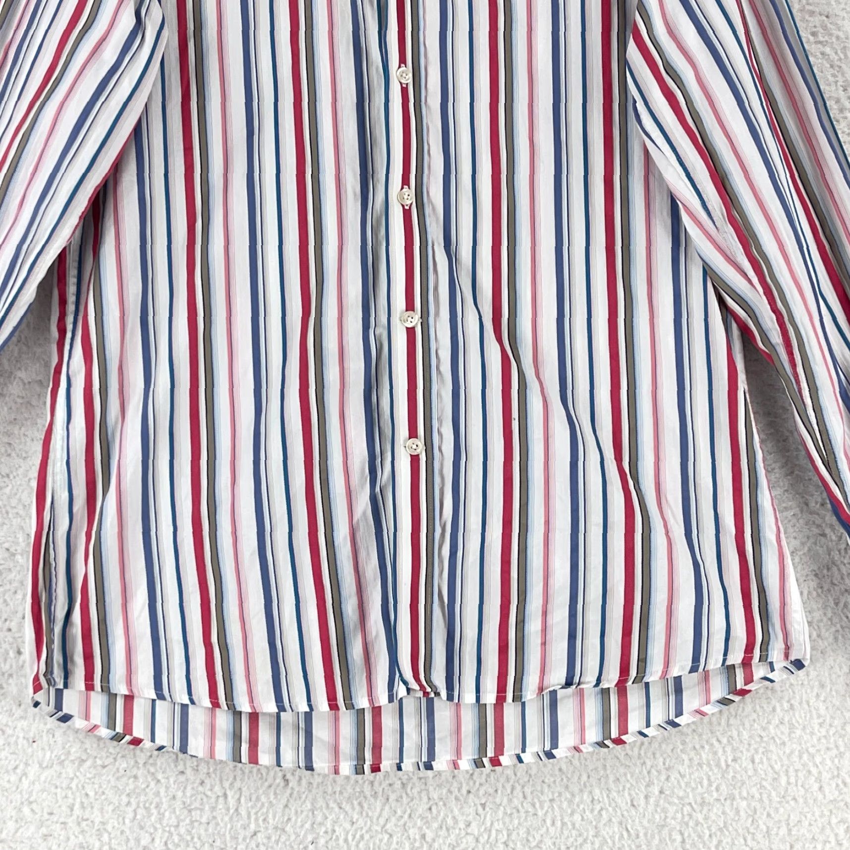 Vintage Duchamp London White Stripe Button-Up Dress Shirt Mens Long Sleeve Size Medium Size 40R - 5 Thumbnail