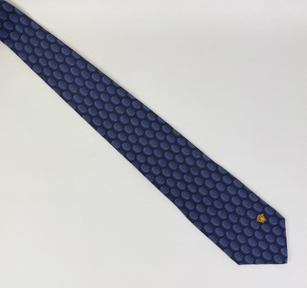 Versace Gianni Versace 100% silk Tie Blue Necktie for Men Top Luxury Size ONE SIZE - 5 Thumbnail