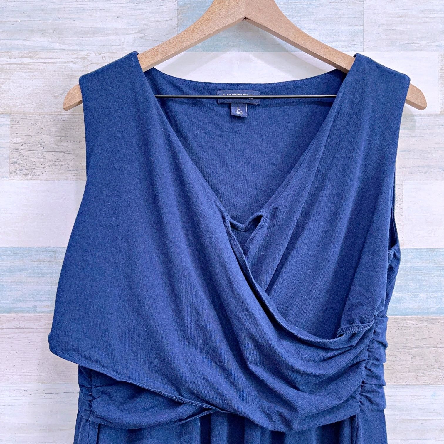 Lands' End Lands End Sleeveless Jersey Wrap Dress Navy Pima L Size L / US 10 / IT 46 - 2 Thumbnail