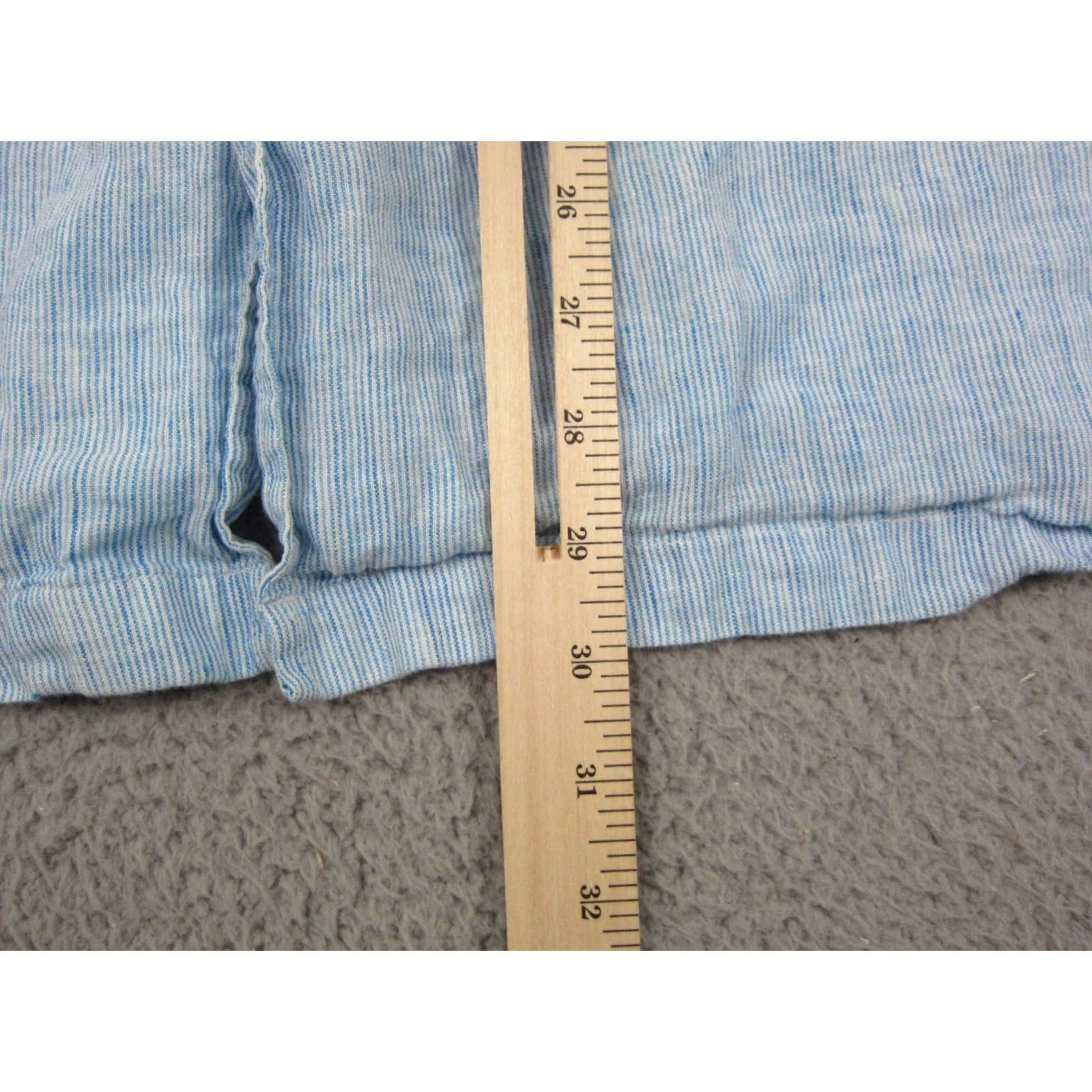 Joseph Abboud Joseph Abboud Shirt Mens XL Blue Pinstriped Linen Button-Up Short Sleeve Casual Workwear 90s City Western Size US XL / EU 56 / 4 - 7 Thumbnail