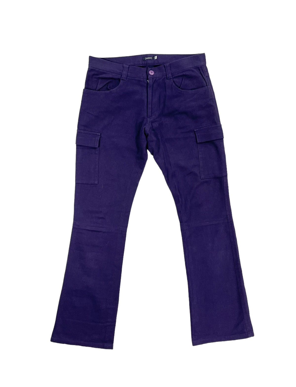 image of Aw2002 Undercover “Witch Cell Division” Cargo Flare Pants in Purple, Men's (Size 31)