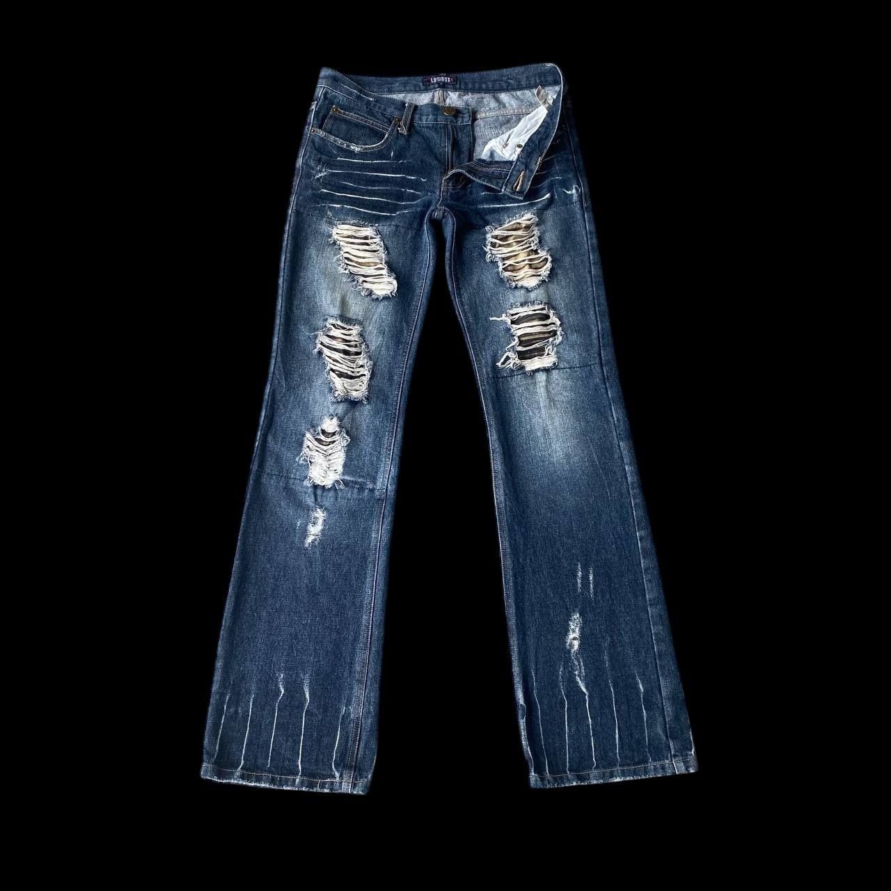 LOWBOX ARCHIVE Lowbox "Shredded" Distressed Flare Cyberpunk Size US 29 - 1 Thumbnail