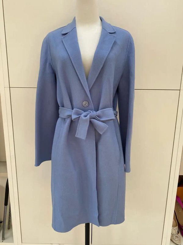Max Mara MaxMara Blue Cashmere Belted Coat 0089 Size L / US 10 / IT 46 - 1 Thumbnail