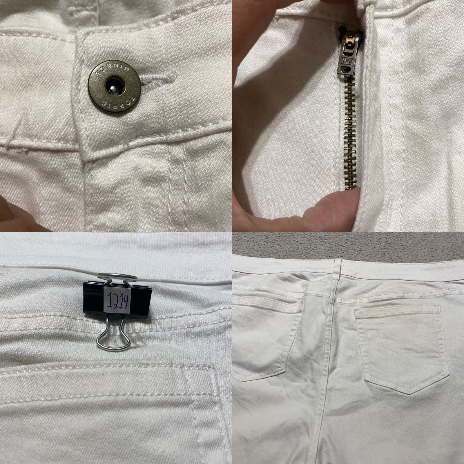 Torrid Torrid White Denim High Rise Cut-Off 5 Inseam Plus 22 Shorts Womens Vintage No Pocket 5-Pocket Denim Stretch Cotton Spandex Casual Clothing Size 40" / US 18 - 8 Thumbnail