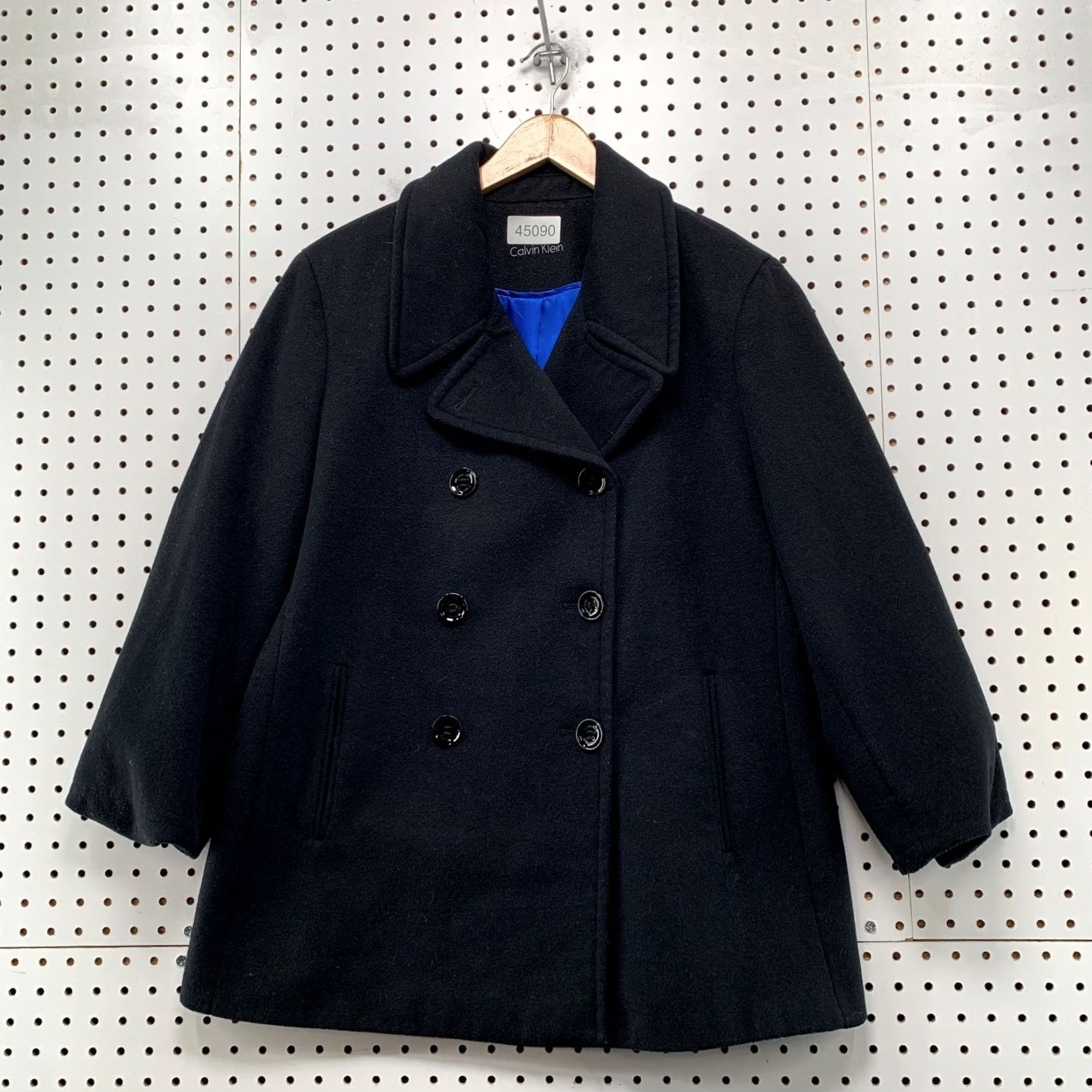 Calvin Klein Calvin Klein Wool Cashmere Coat Womens XL Black Double Breasted Peacoat Coat Size XL / US 12-14 / IT 48-50 - 2 Thumbnail