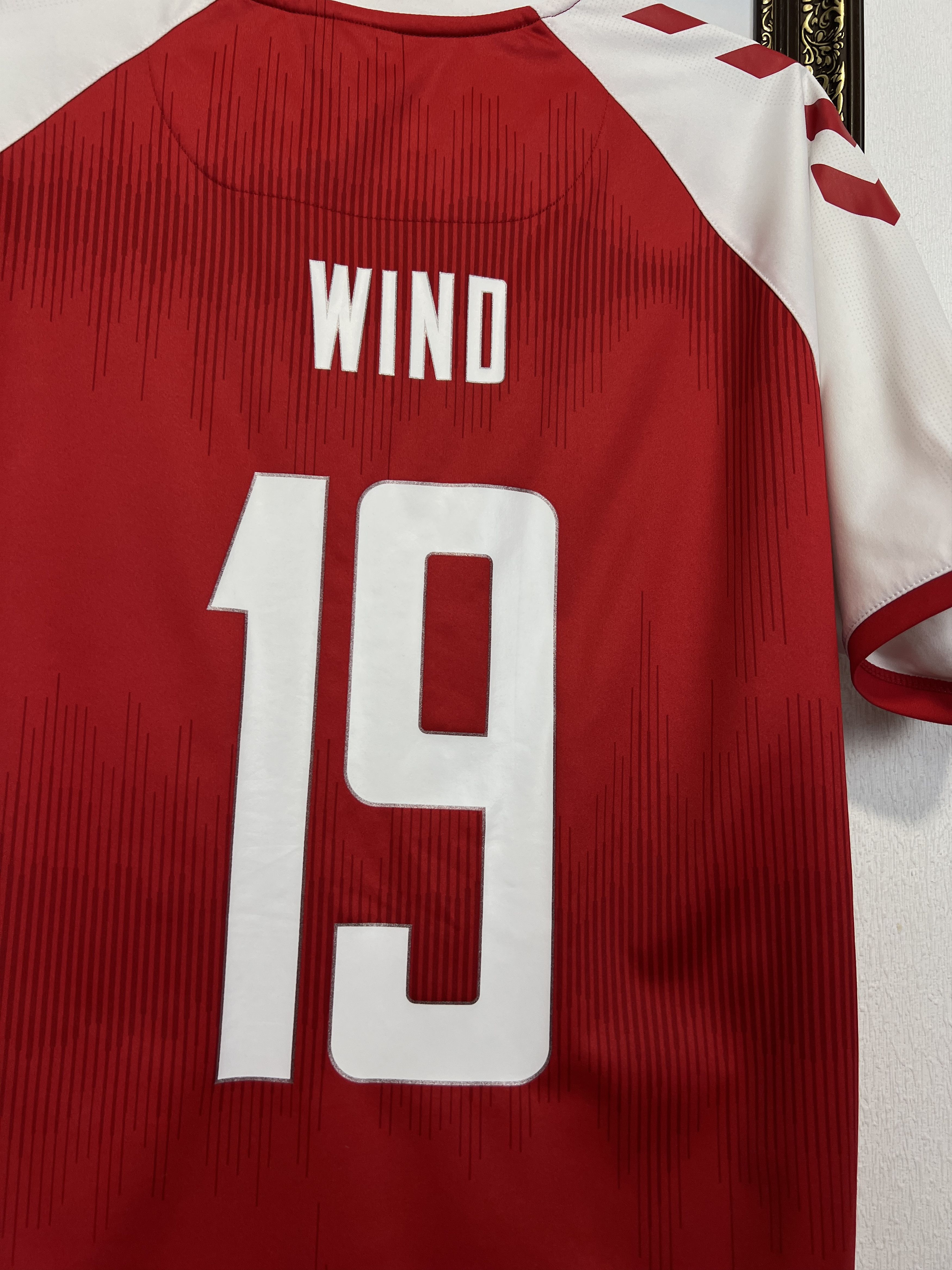 Hummel Denmark football shirt Soccer #19 Wind Jersey Trikot Rare Size US XL / EU 56 / 4 - 11 Thumbnail