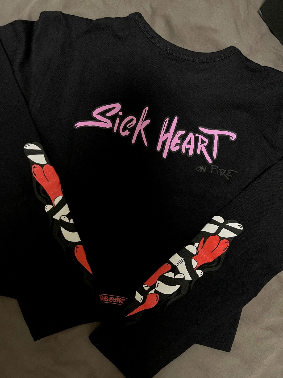希少コラボ【Chrome Hearts × Matty Boy】Sick Heart crop top Buy Chrome Hearts Matty Boy Sick Heart Long-Sleeve Crop Top