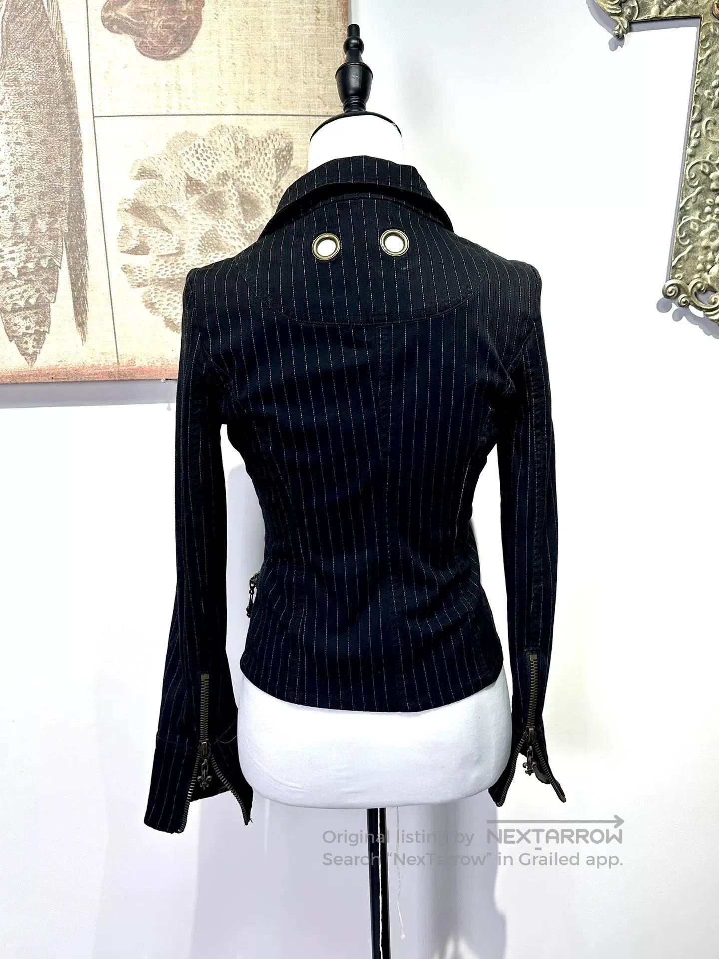 Japanese Brand Stylish Black Striped Waistcoat Jacket. Size S / US 4 / IT 40 - 7 Thumbnail