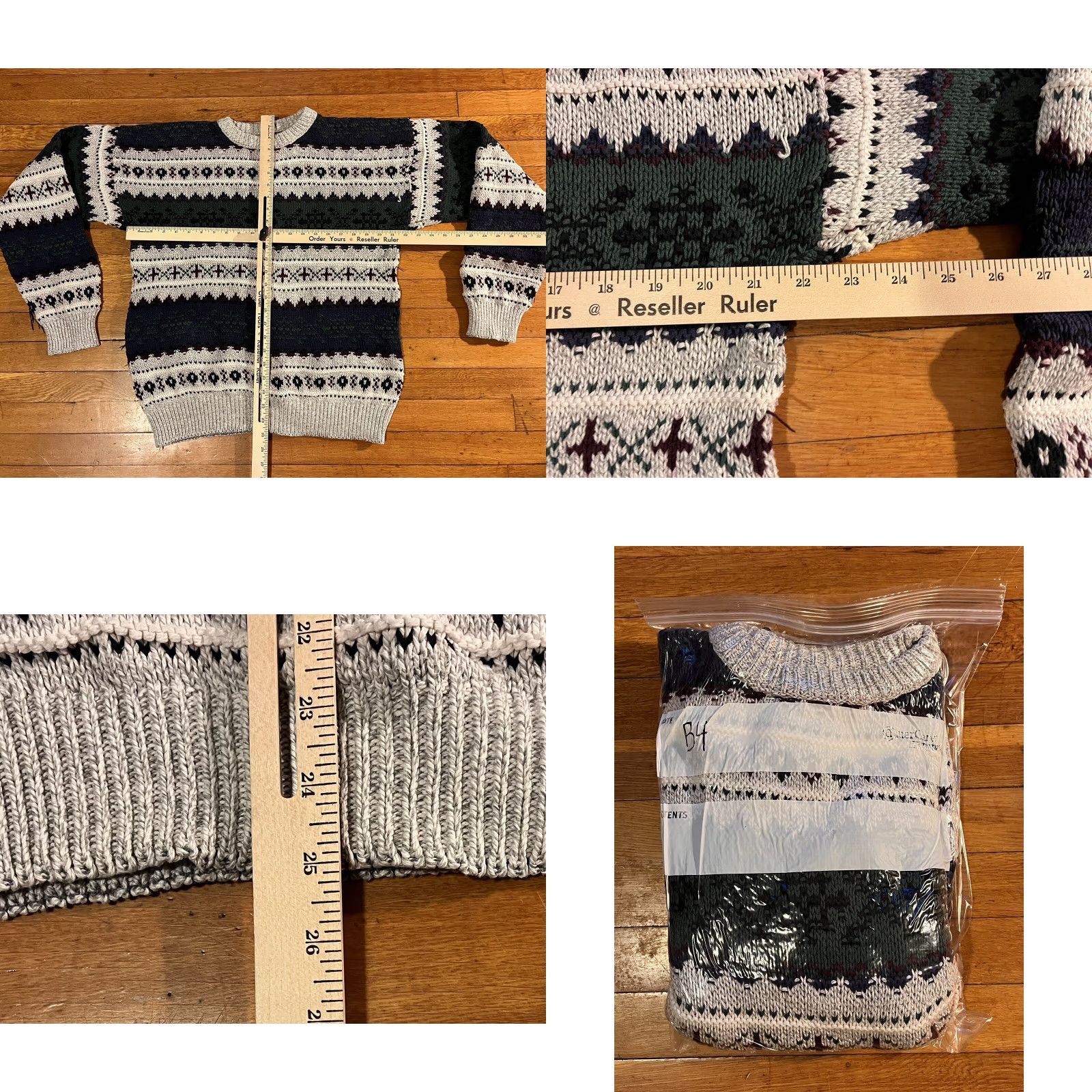 Vintage VINTAGE Adirondack Sweater Men’s Large L Beige Green Fair Isle Cardigan Knit Heavyweight 90s 80s Fall Winter Spring Summer Mens Size US L / EU 52-54 / 3 - 8 Thumbnail